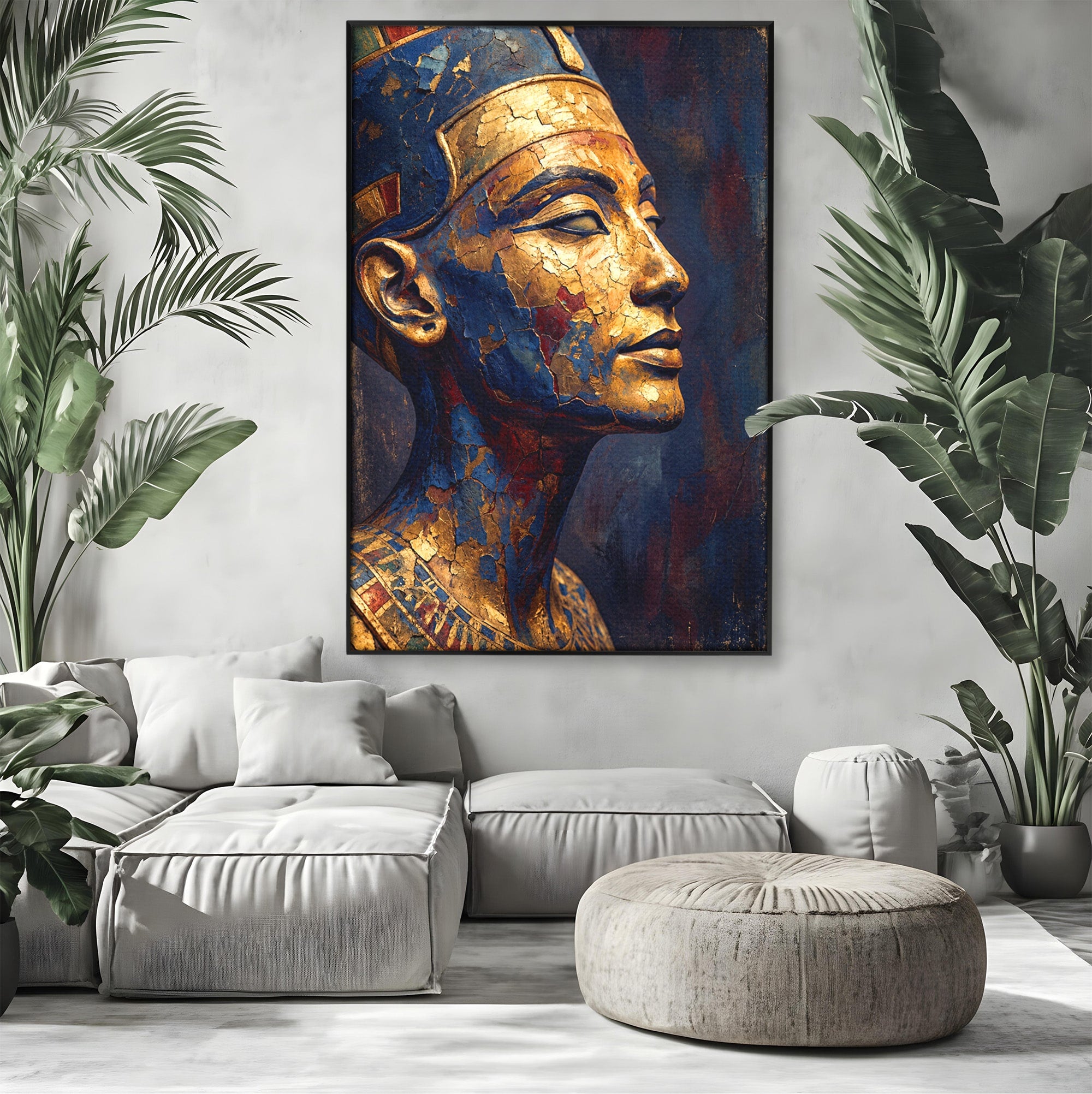 Tablou Canvas Premium LuxCanva® T1048, Profil Regal Egiptean, Egipt, Portret, Antic, Istorie, Dormitor, Culori Vibrante