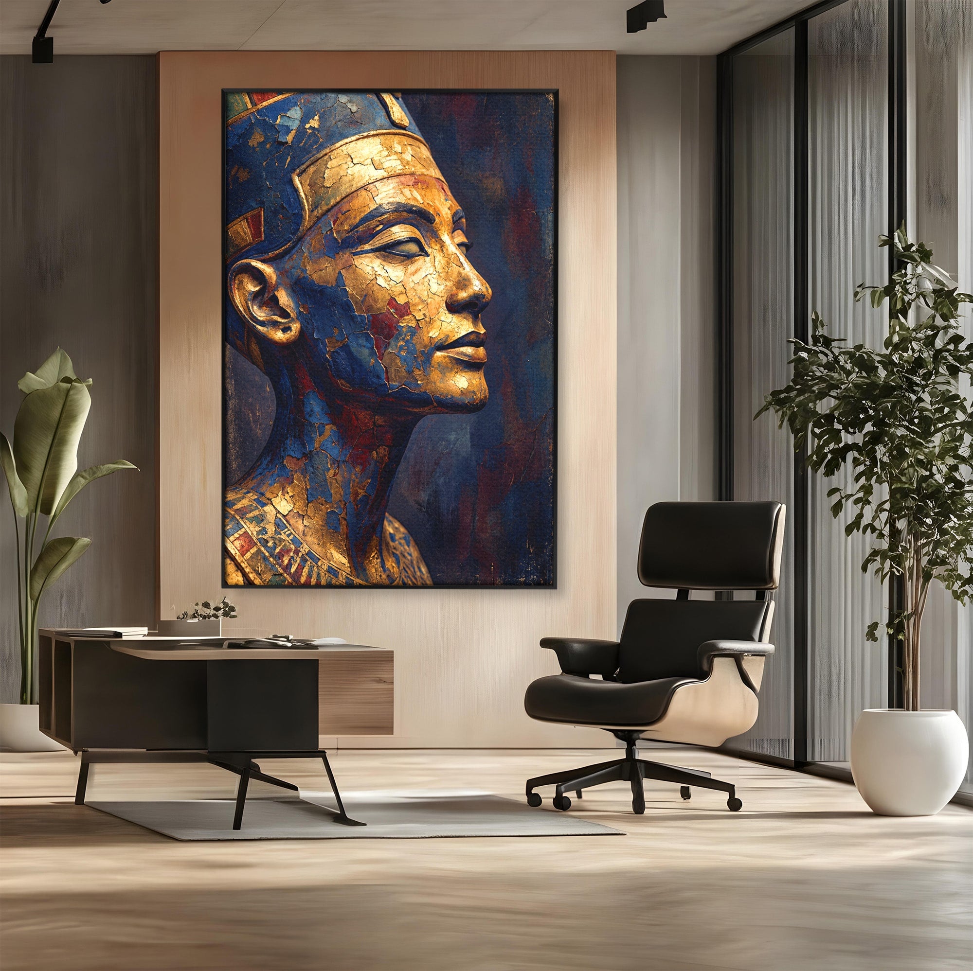 Tablou Canvas Premium LuxCanva® T1048, Profil Regal Egiptean, Egipt, Portret, Antic, Istorie, Dormitor, Culori Vibrante