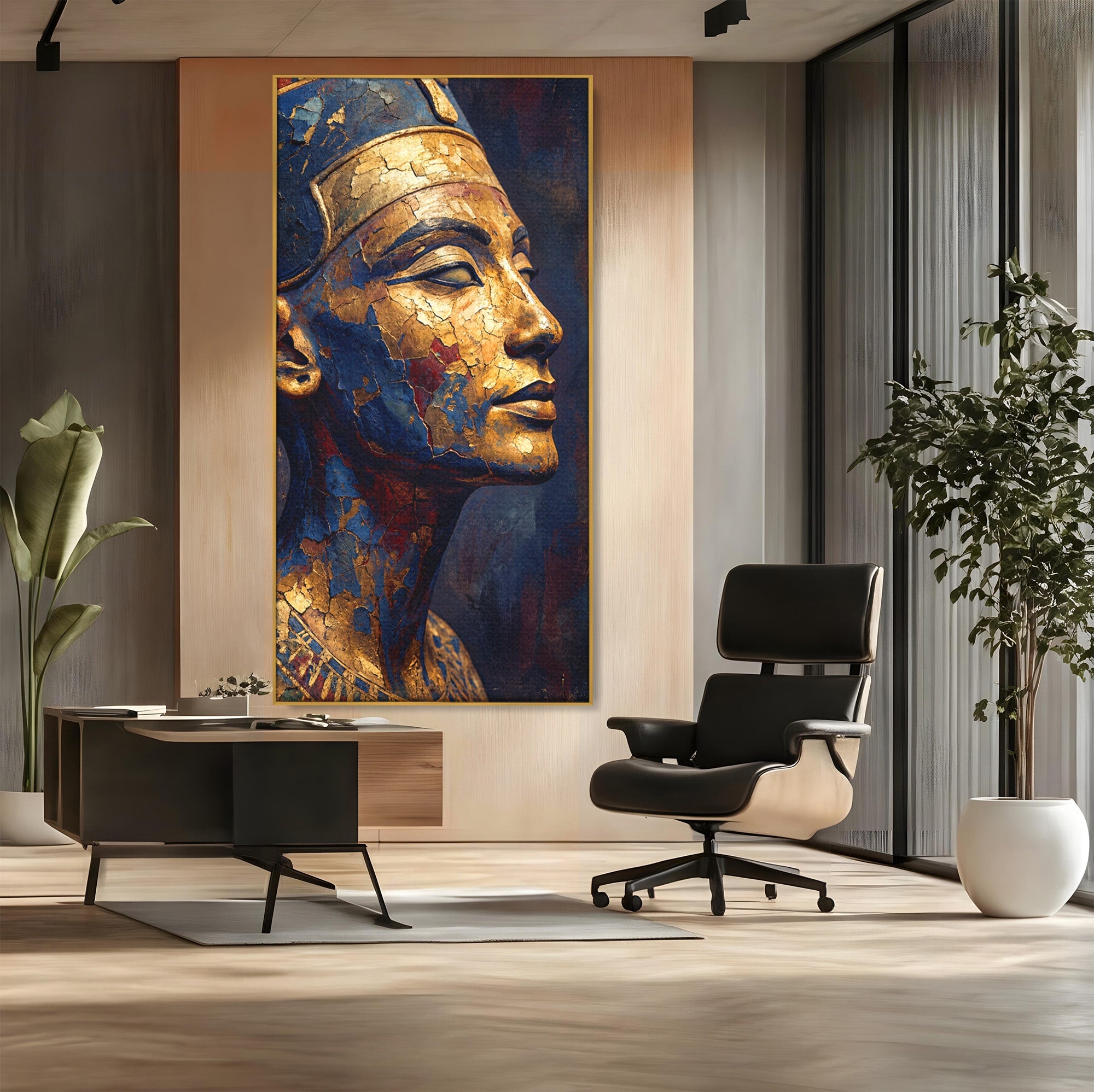 Tablou Canvas Premium LuxCanva® T1048, Profil Regal Egiptean, Egipt, Portret, Antic, Istorie, Dormitor, Culori Vibrante