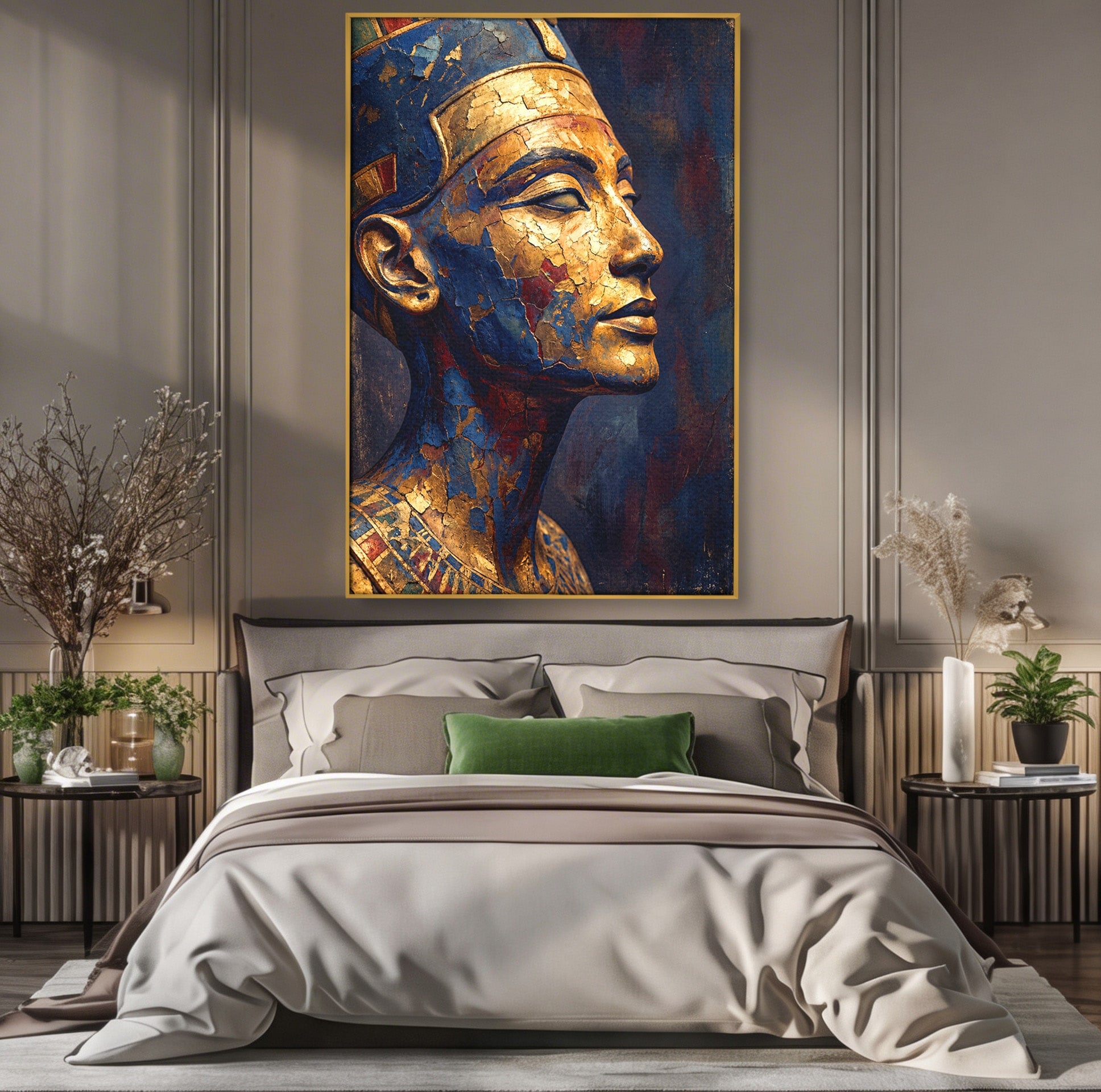 Tablou Canvas Premium LuxCanva® T1048, Profil Regal Egiptean, Egipt, Portret, Antic, Istorie, Dormitor, Culori Vibrante