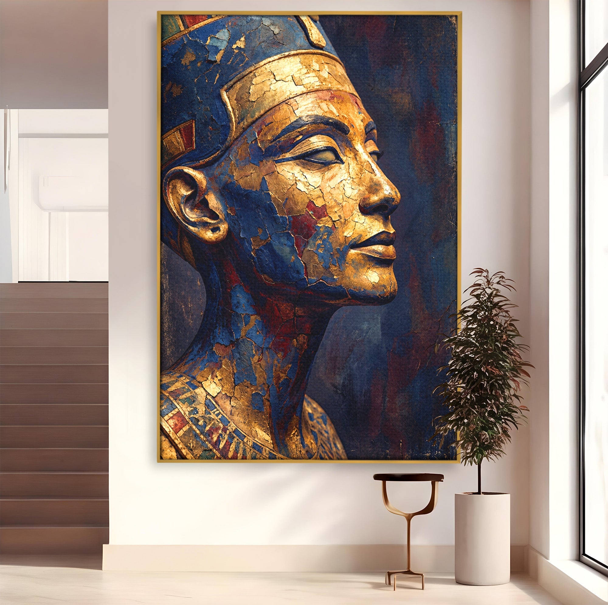 Tablou Canvas Premium LuxCanva® T1048, Profil Regal Egiptean, Egipt, Portret, Antic, Istorie, Dormitor, Culori Vibrante