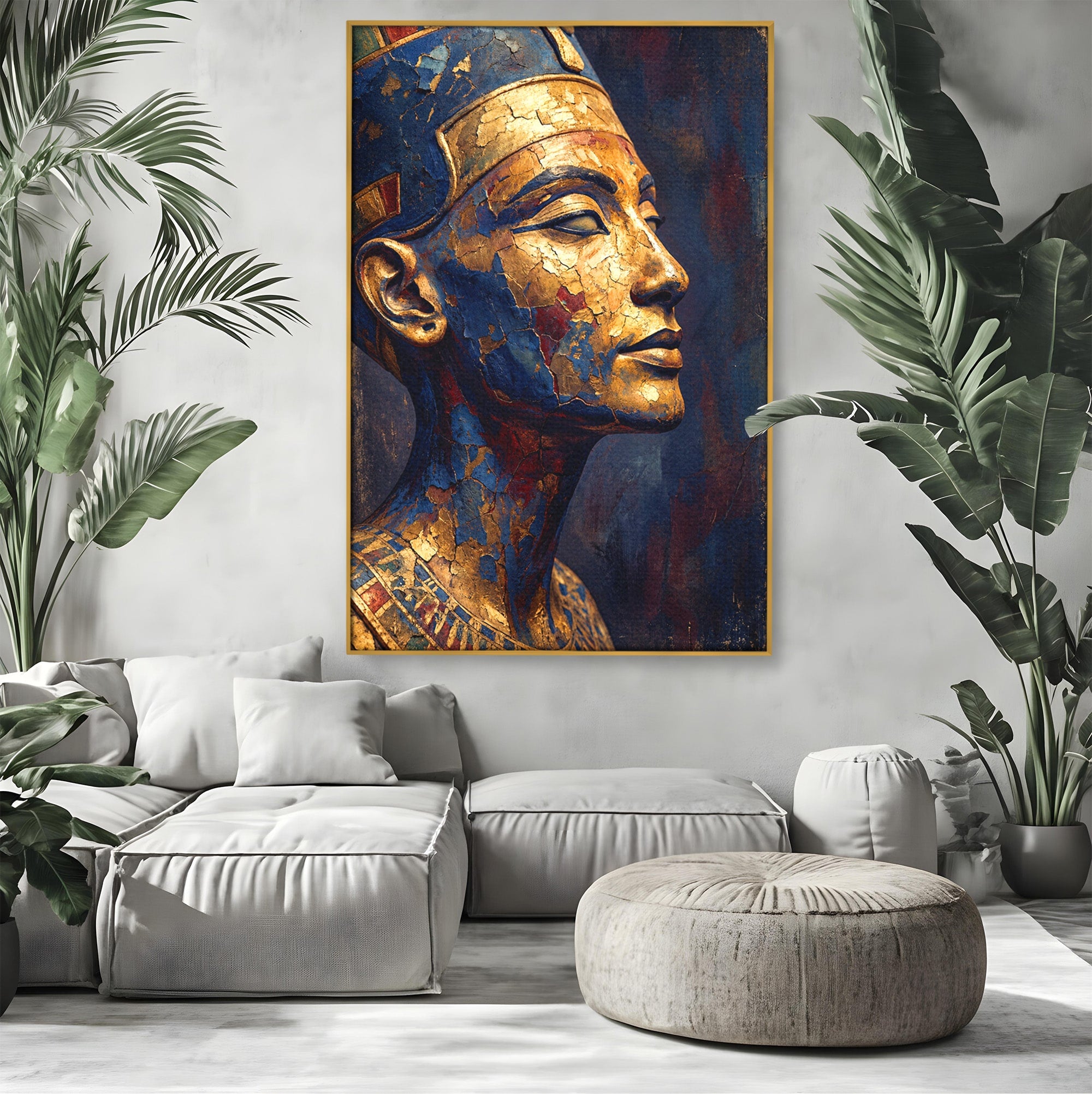 Tablou Canvas Premium LuxCanva® T1048, Profil Regal Egiptean, Egipt, Portret, Antic, Istorie, Dormitor, Culori Vibrante