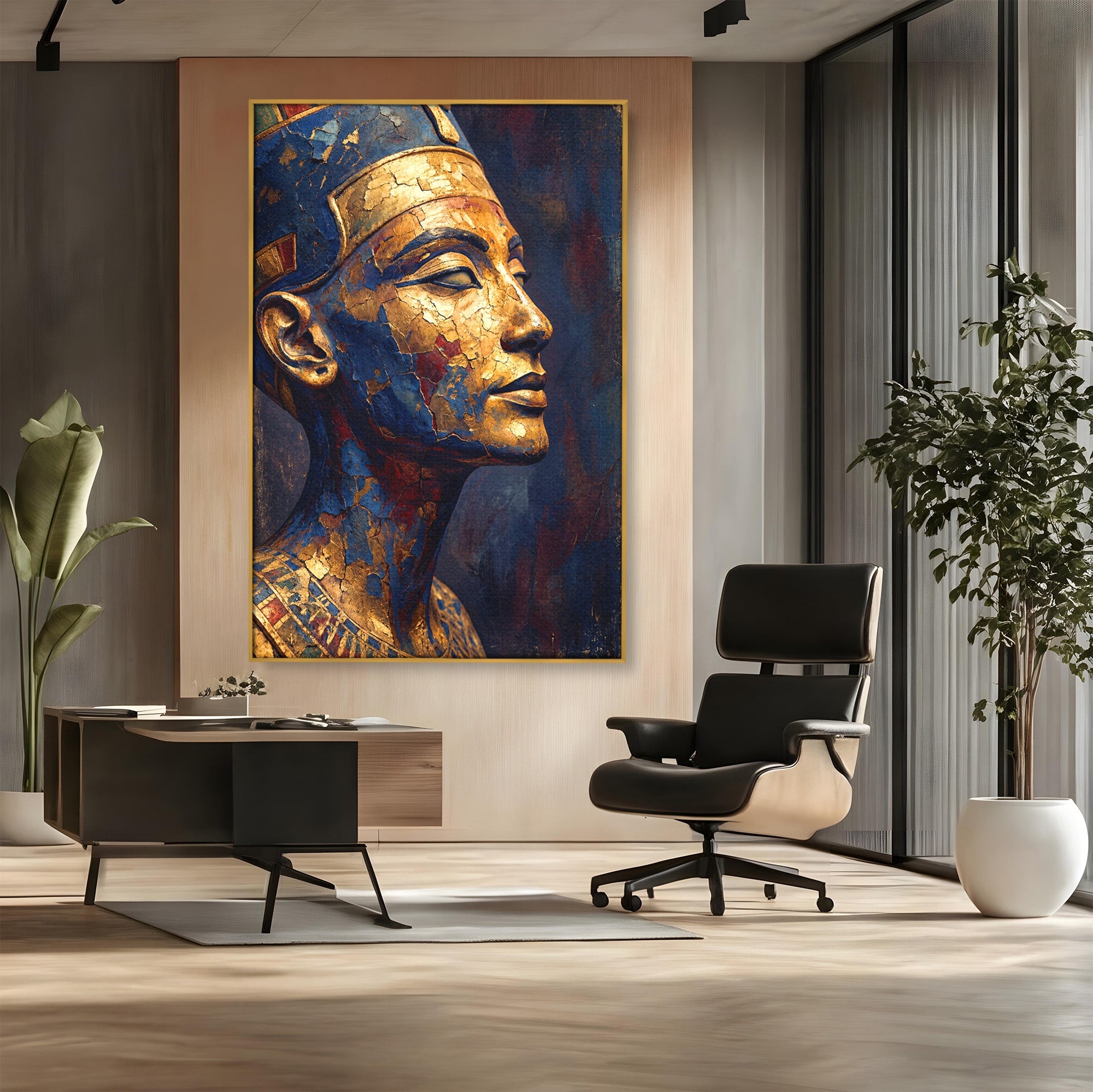Tablou Canvas Premium LuxCanva® T1048, Profil Regal Egiptean, Egipt, Portret, Antic, Istorie, Dormitor, Culori Vibrante