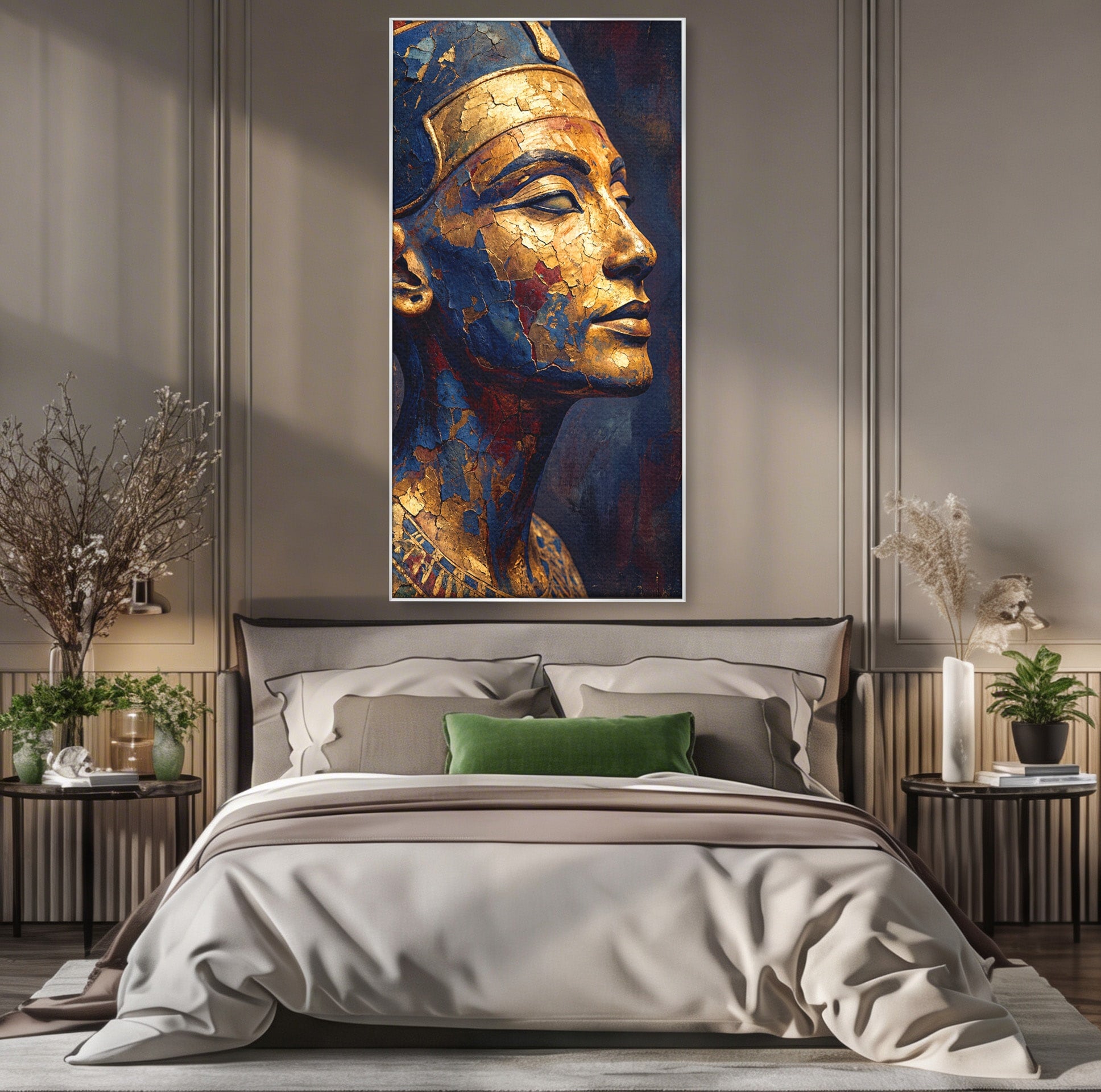 Tablou Canvas Premium LuxCanva® T1048, Profil Regal Egiptean, Egipt, Portret, Antic, Istorie, Dormitor, Culori Vibrante