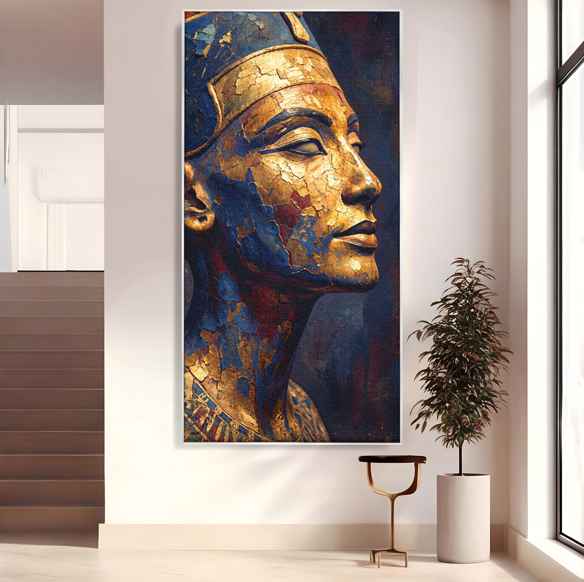 Tablou Canvas Premium LuxCanva® T1048, Profil Regal Egiptean, Egipt, Portret, Antic, Istorie, Dormitor, Culori Vibrante