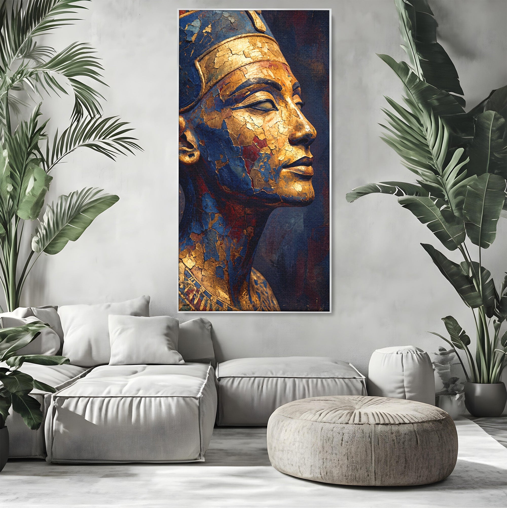 Tablou Canvas Premium LuxCanva® T1048, Profil Regal Egiptean, Egipt, Portret, Antic, Istorie, Dormitor, Culori Vibrante