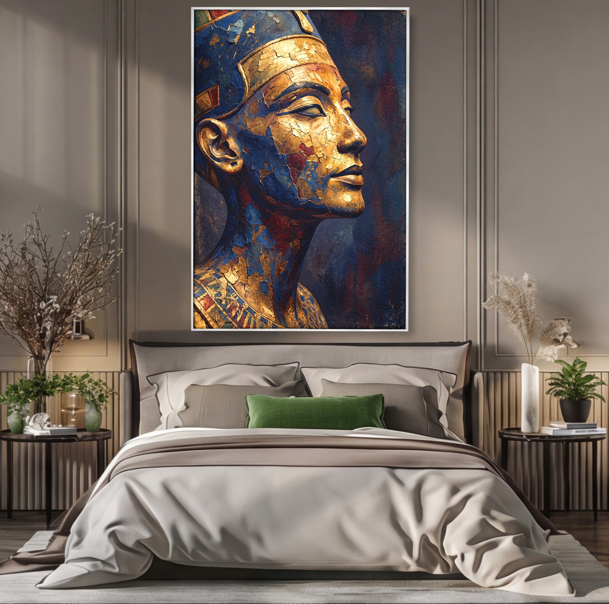 Tablou Canvas Premium LuxCanva® T1048, Profil Regal Egiptean, Egipt, Portret, Antic, Istorie, Dormitor, Culori Vibrante