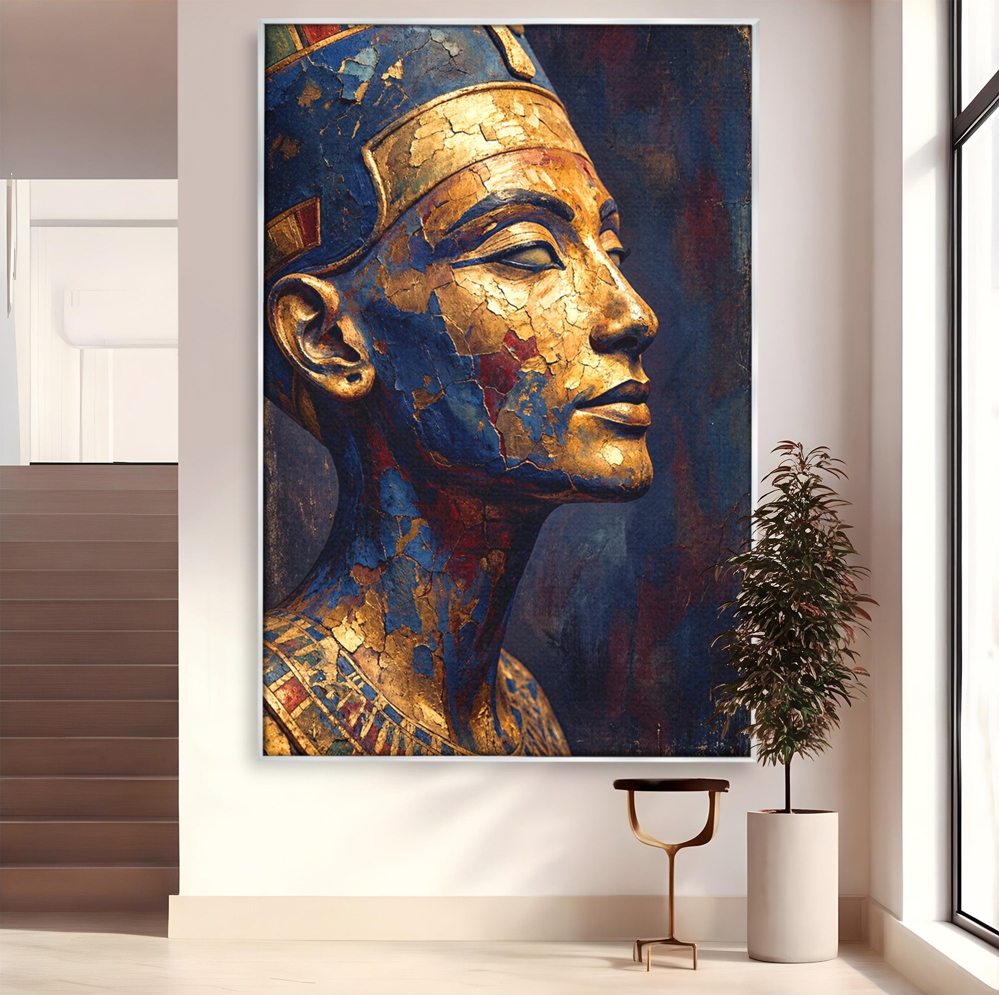 Tablou Canvas Premium LuxCanva® T1048, Profil Regal Egiptean, Egipt, Portret, Antic, Istorie, Dormitor, Culori Vibrante