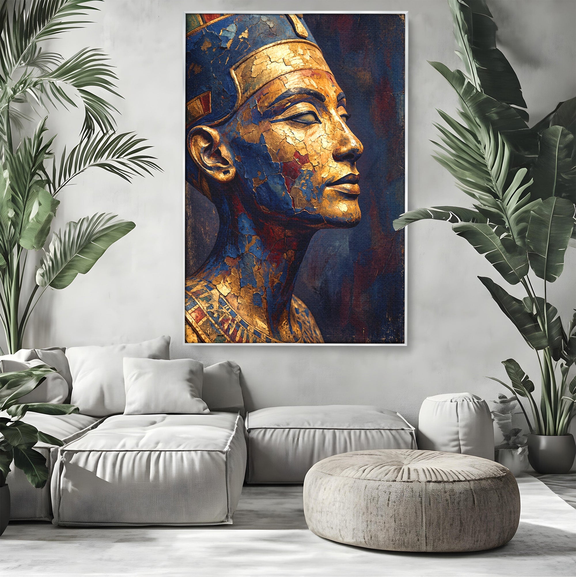 Tablou Canvas Premium LuxCanva® T1048, Profil Regal Egiptean, Egipt, Portret, Antic, Istorie, Dormitor, Culori Vibrante