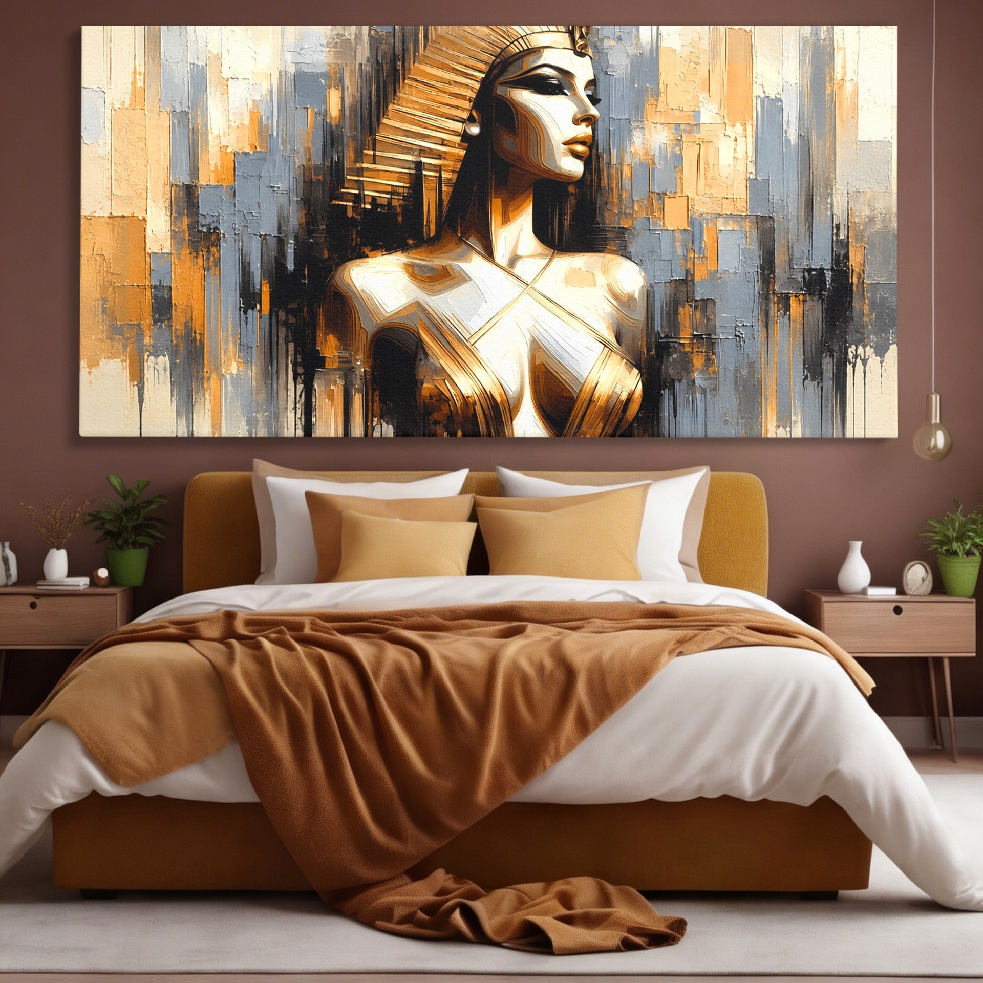 Tablou Canvas Premium LuxCanva® T1049, Femeia Faraonului, Regina, Egipt, Portret, Istorie, Dormitor, Culori Vibrante