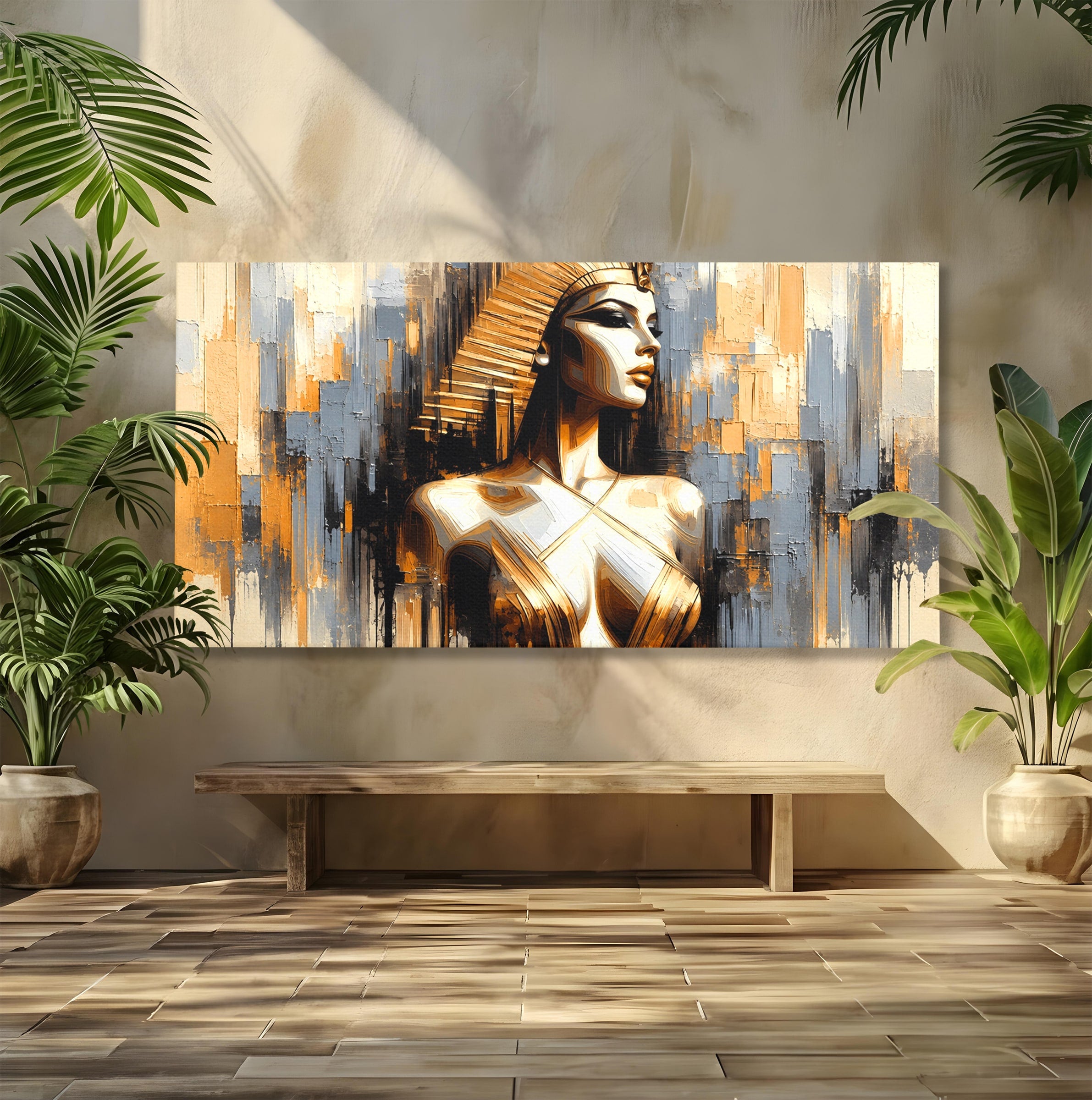 Tablou Canvas Premium LuxCanva® T1049, Femeia Faraonului, Regina, Egipt, Portret, Istorie, Dormitor, Culori Vibrante