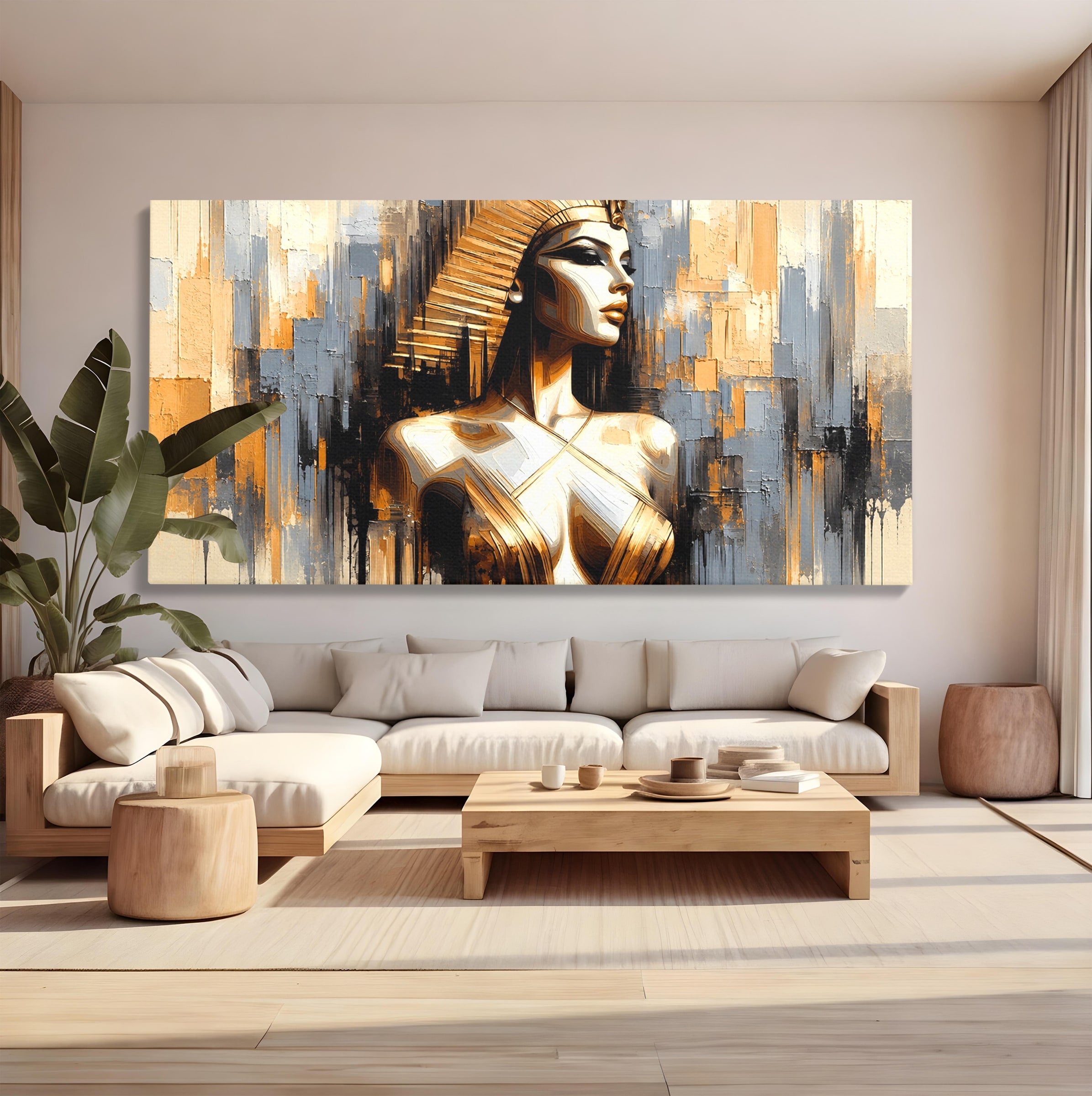 Tablou Canvas Premium LuxCanva® T1049, Femeia Faraonului, Regina, Egipt, Portret, Istorie, Dormitor, Culori Vibrante