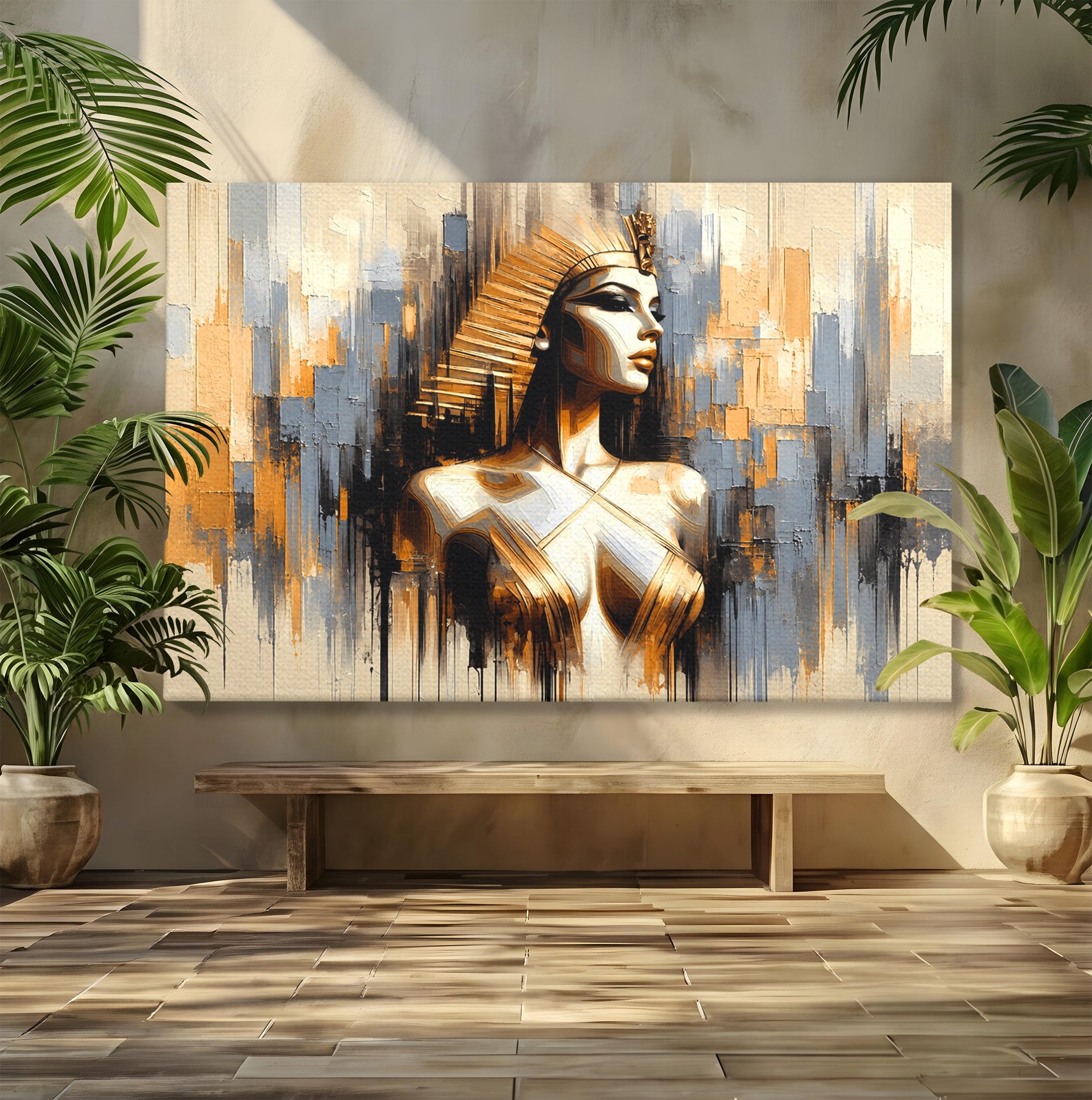 Tablou Canvas Premium LuxCanva® T1049, Femeia Faraonului, Regina, Egipt, Portret, Istorie, Dormitor, Culori Vibrante