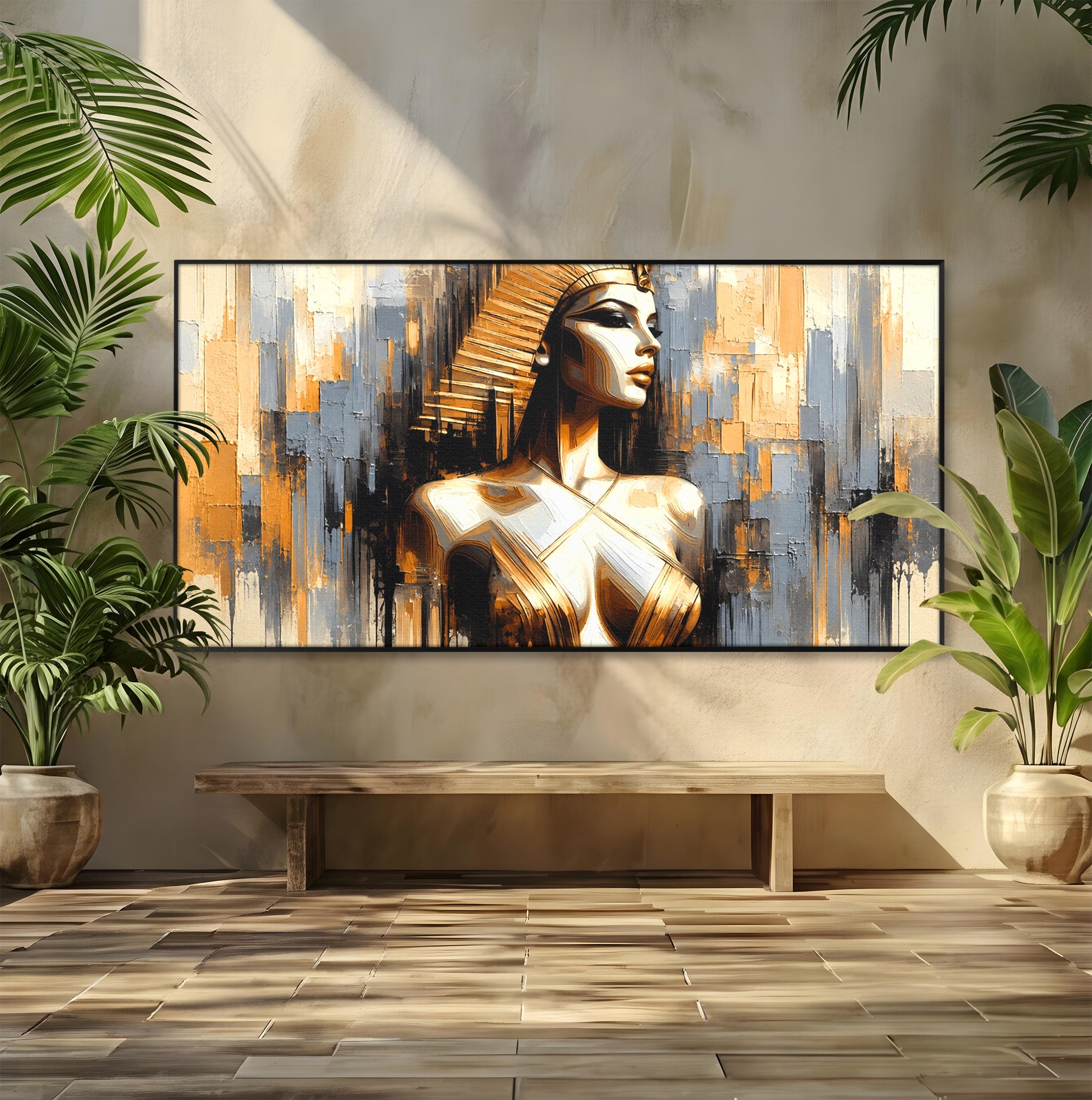 Tablou Canvas Premium LuxCanva® T1049, Femeia Faraonului, Regina, Egipt, Portret, Istorie, Dormitor, Culori Vibrante
