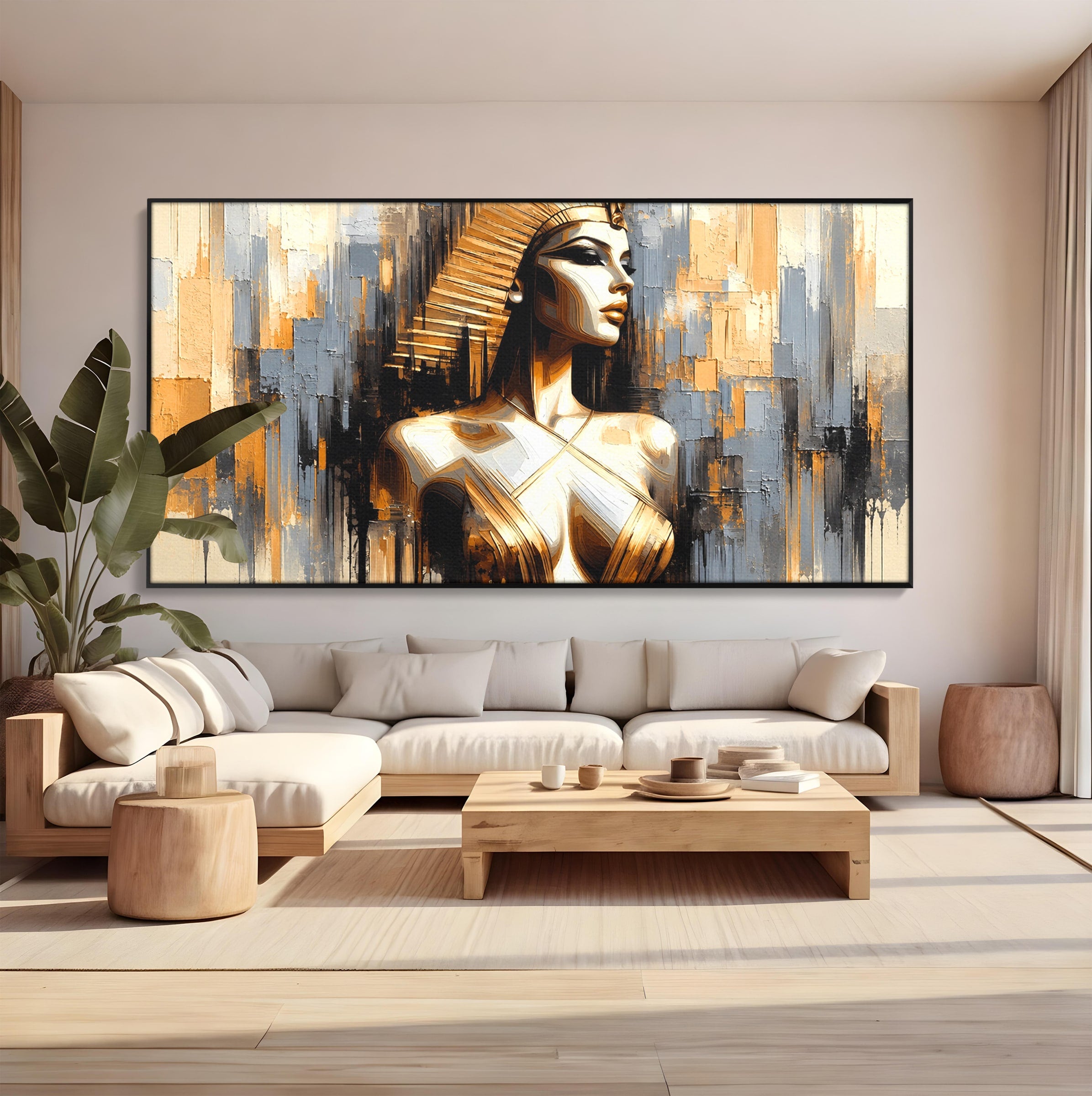 Tablou Canvas Premium LuxCanva® T1049, Femeia Faraonului, Regina, Egipt, Portret, Istorie, Dormitor, Culori Vibrante
