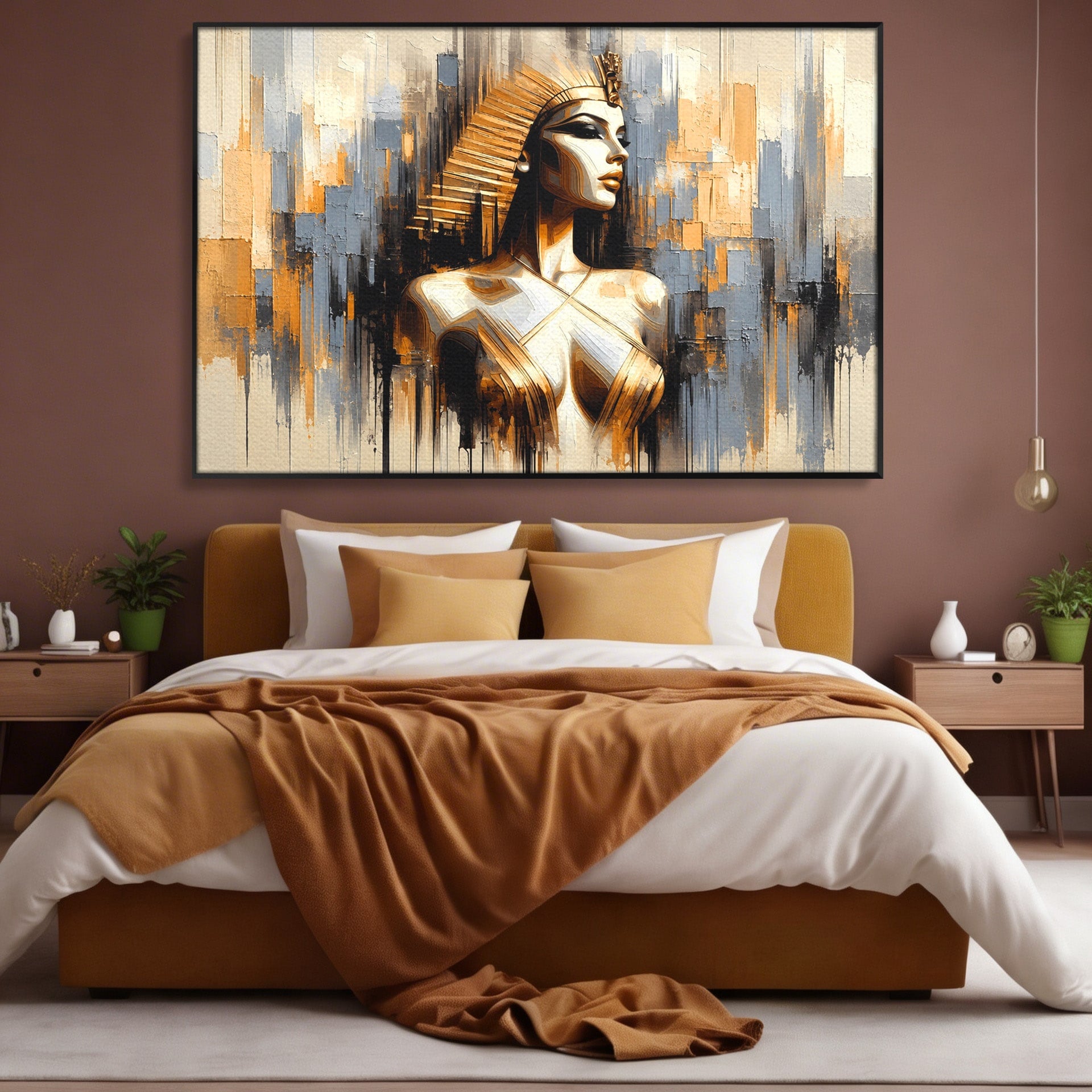 Tablou Canvas Premium LuxCanva® T1049, Femeia Faraonului, Regina, Egipt, Portret, Istorie, Dormitor, Culori Vibrante