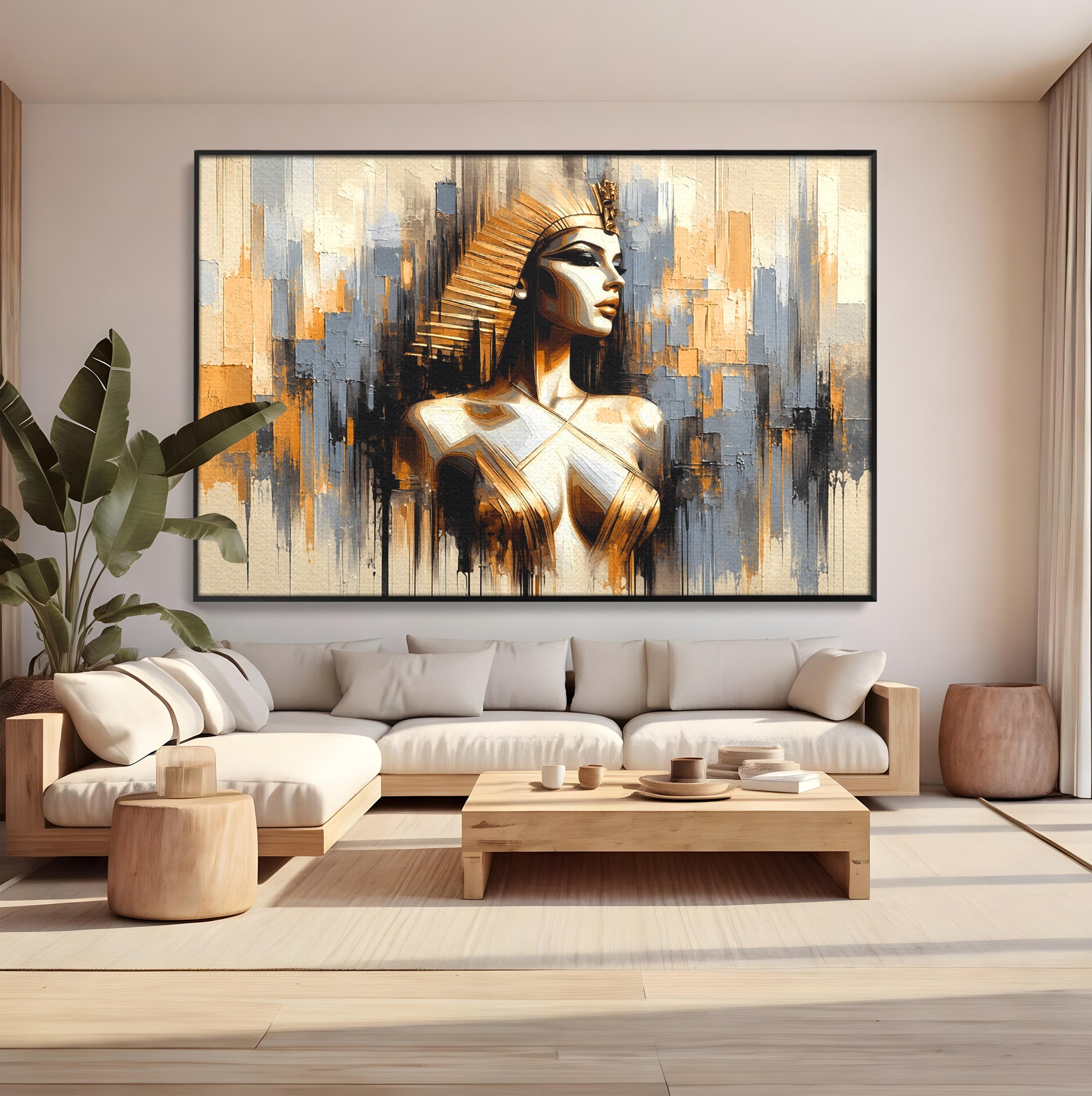 Tablou Canvas Premium LuxCanva® T1049, Femeia Faraonului, Regina, Egipt, Portret, Istorie, Dormitor, Culori Vibrante