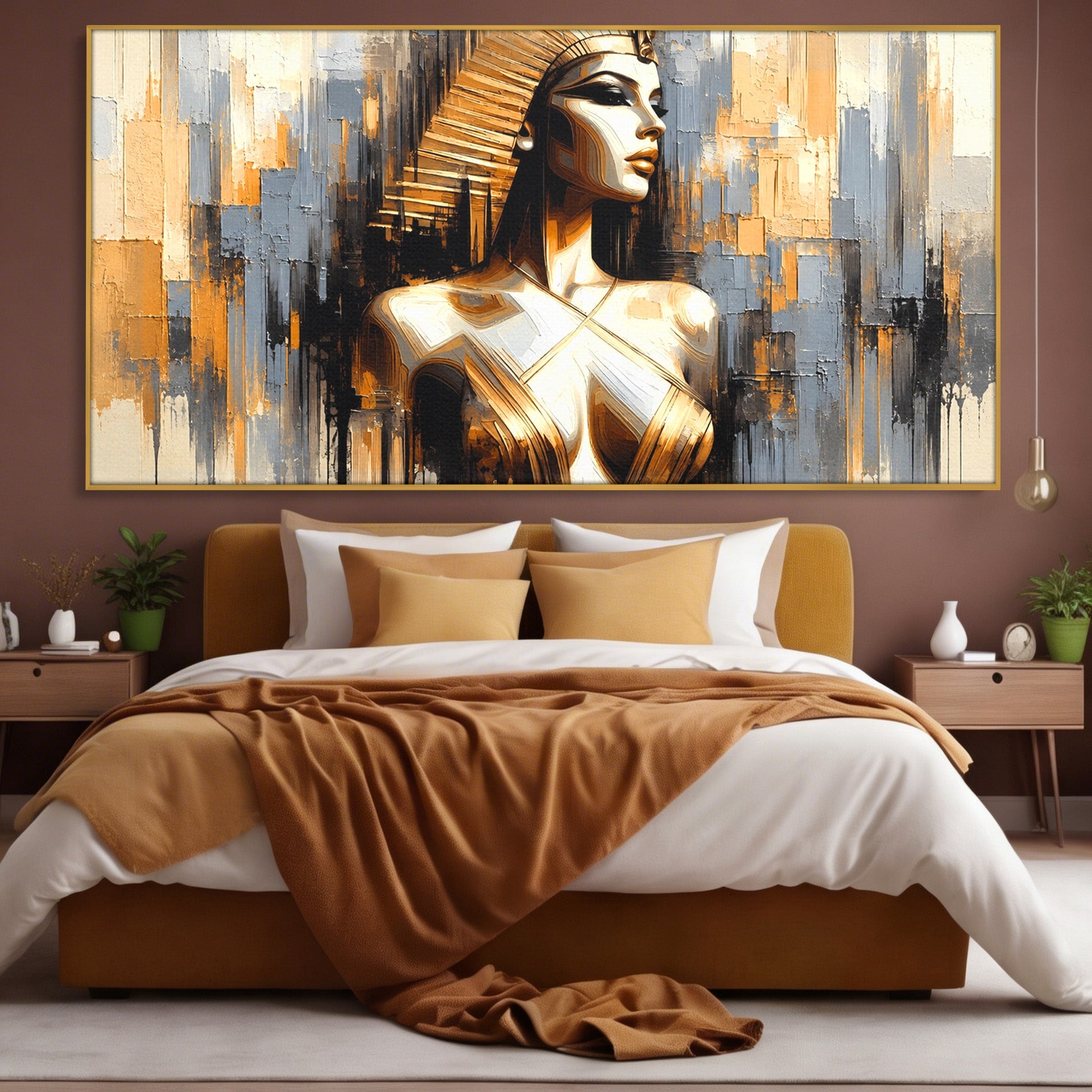 Tablou Canvas Premium LuxCanva® T1049, Femeia Faraonului, Regina, Egipt, Portret, Istorie, Dormitor, Culori Vibrante