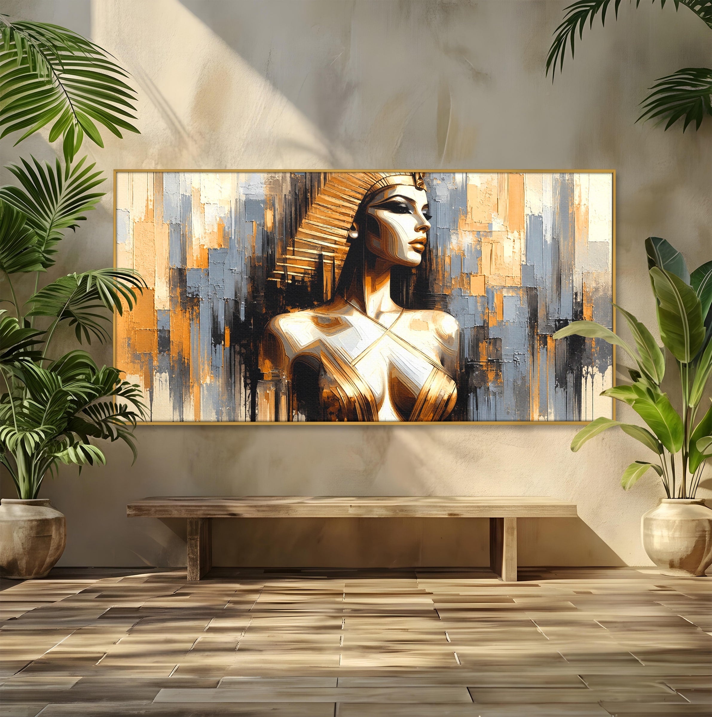 Tablou Canvas Premium LuxCanva® T1049, Femeia Faraonului, Regina, Egipt, Portret, Istorie, Dormitor, Culori Vibrante