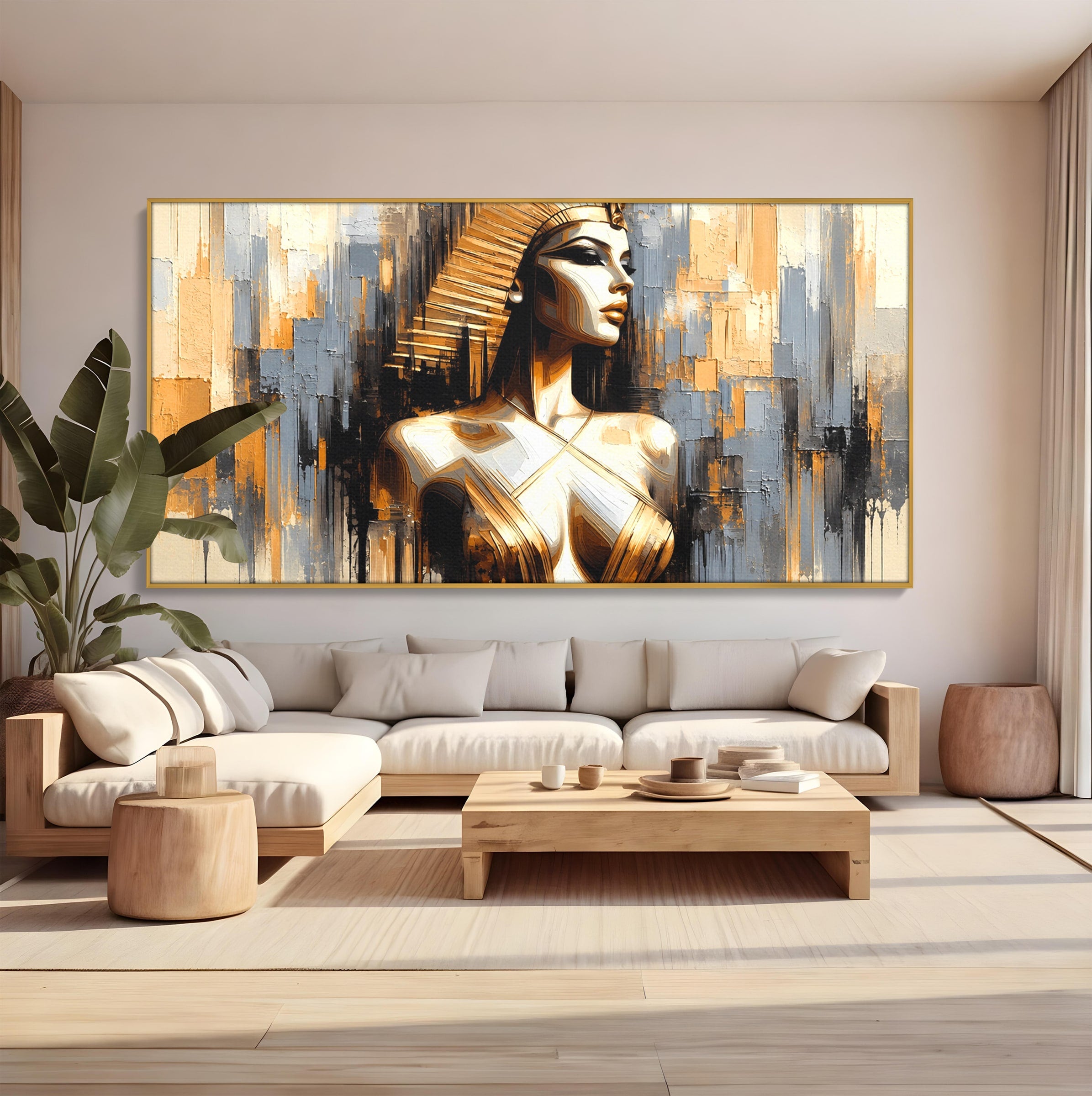 Tablou Canvas Premium LuxCanva® T1049, Femeia Faraonului, Regina, Egipt, Portret, Istorie, Dormitor, Culori Vibrante