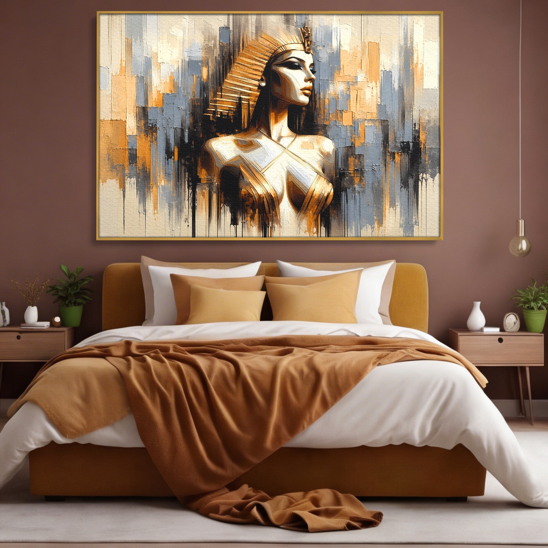 Tablou Canvas Premium LuxCanva® T1049, Femeia Faraonului, Regina, Egipt, Portret, Istorie, Dormitor, Culori Vibrante