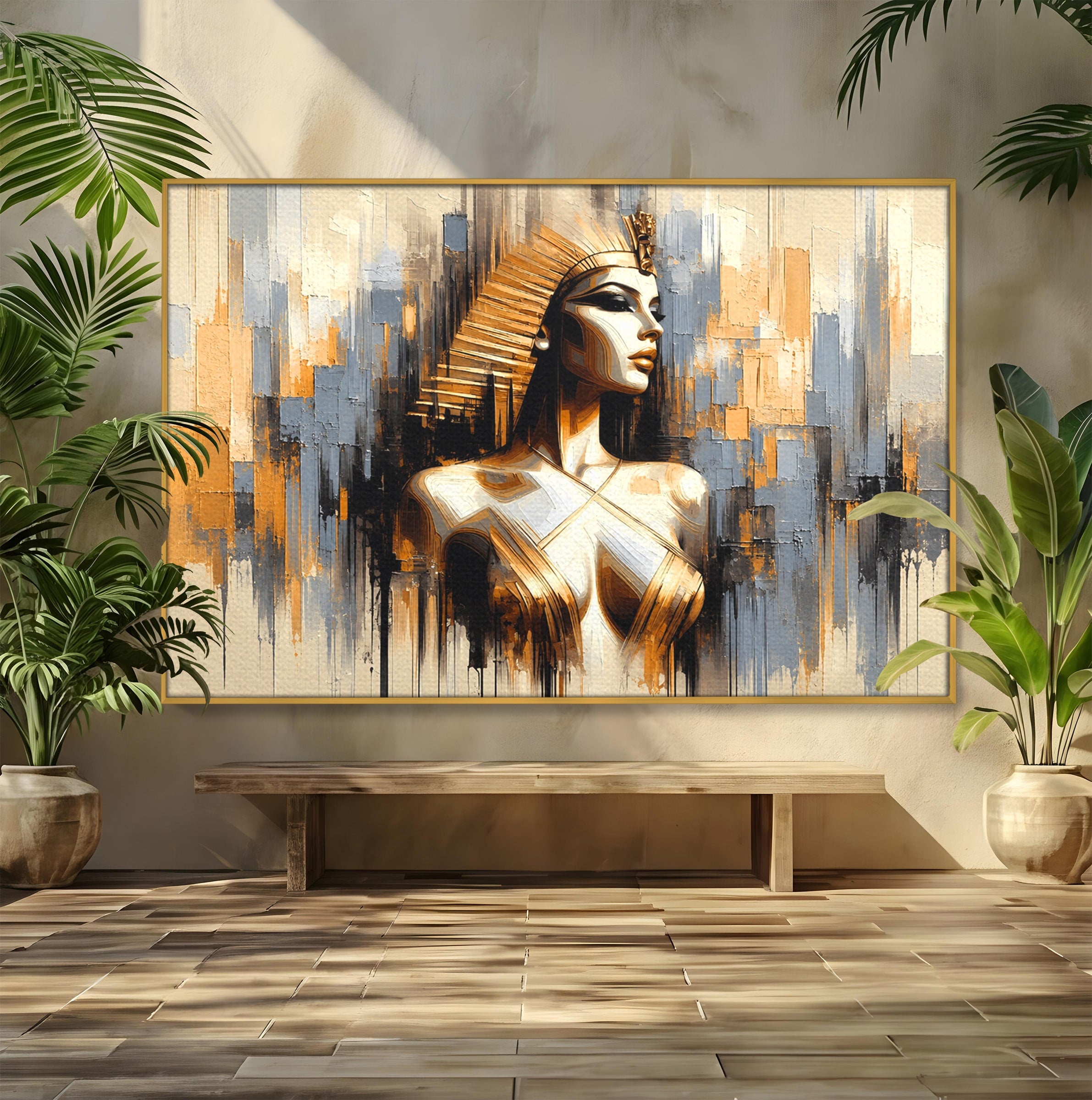 Tablou Canvas Premium LuxCanva® T1049, Femeia Faraonului, Regina, Egipt, Portret, Istorie, Dormitor, Culori Vibrante