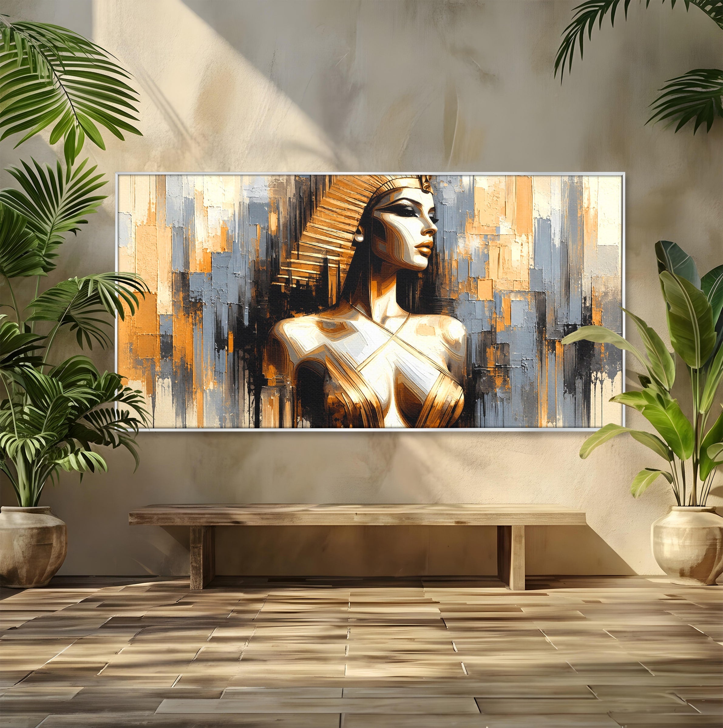 Tablou Canvas Premium LuxCanva® T1049, Femeia Faraonului, Regina, Egipt, Portret, Istorie, Dormitor, Culori Vibrante
