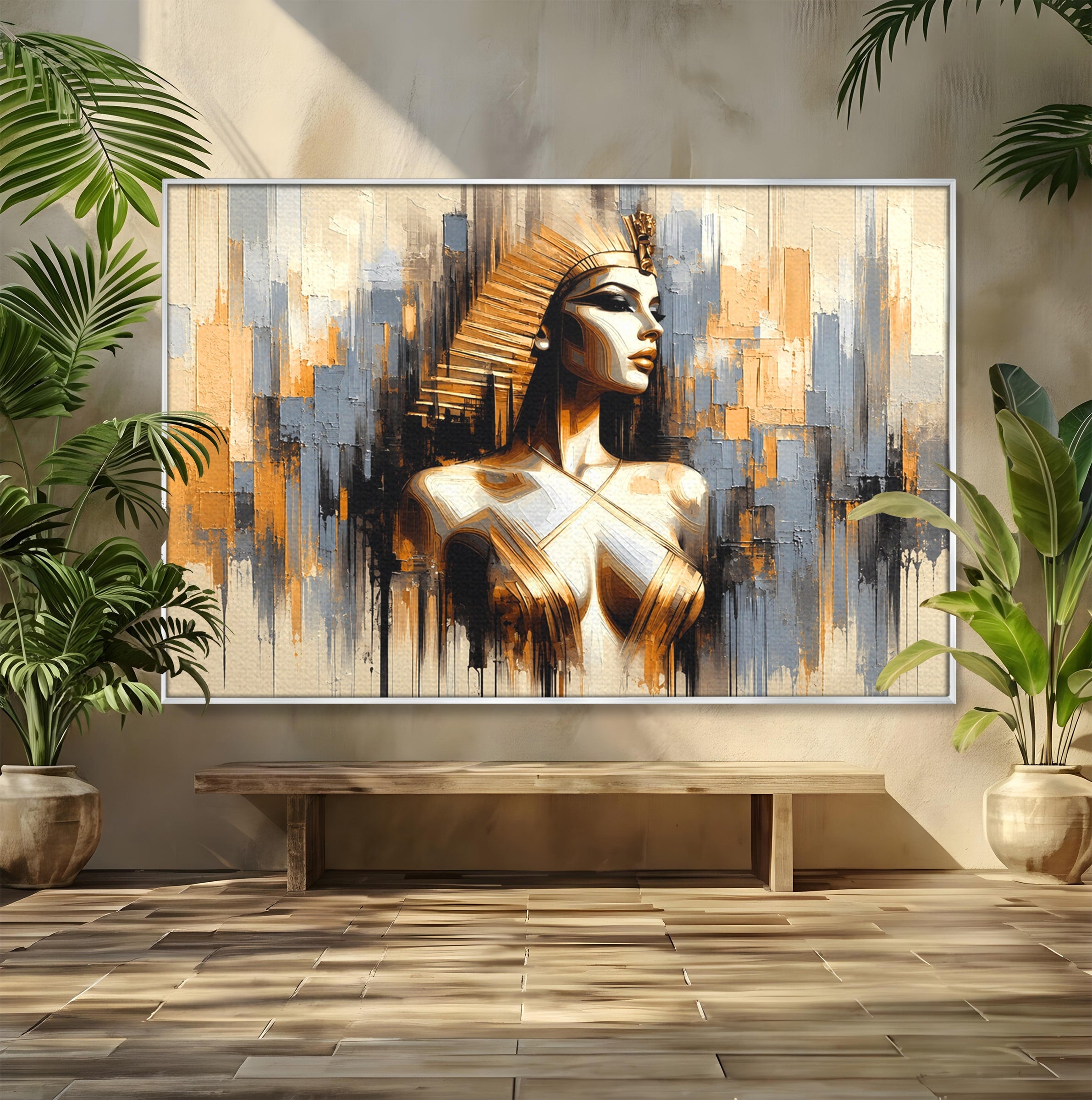 Tablou Canvas Premium LuxCanva® T1049, Femeia Faraonului, Regina, Egipt, Portret, Istorie, Dormitor, Culori Vibrante