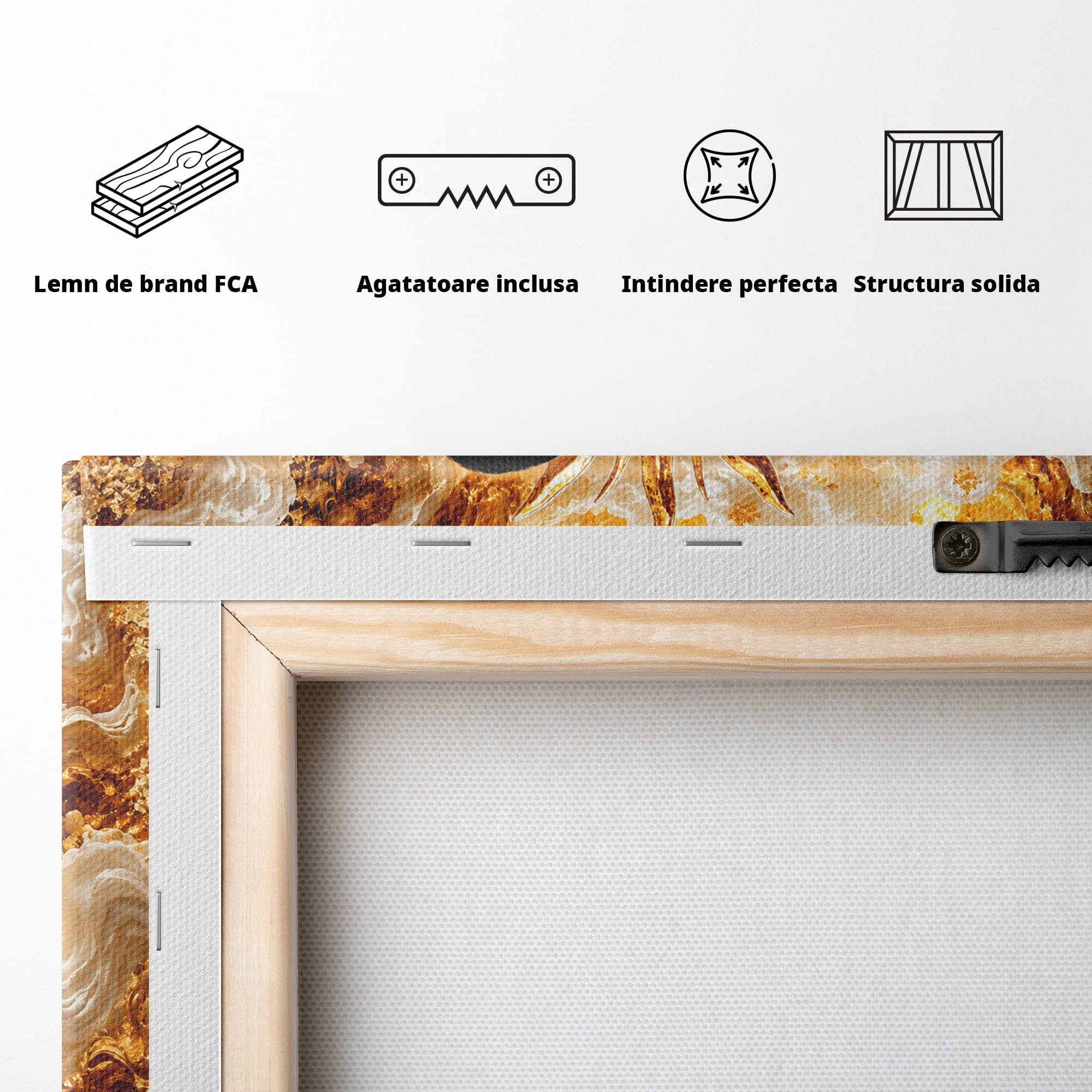 Tablou Canvas Premium LuxCanva® T1050, Regina Egipteana Cu Pisica, Egipt, Pisica, Soare, Mitologie, Dormitor, Culori Vibrante