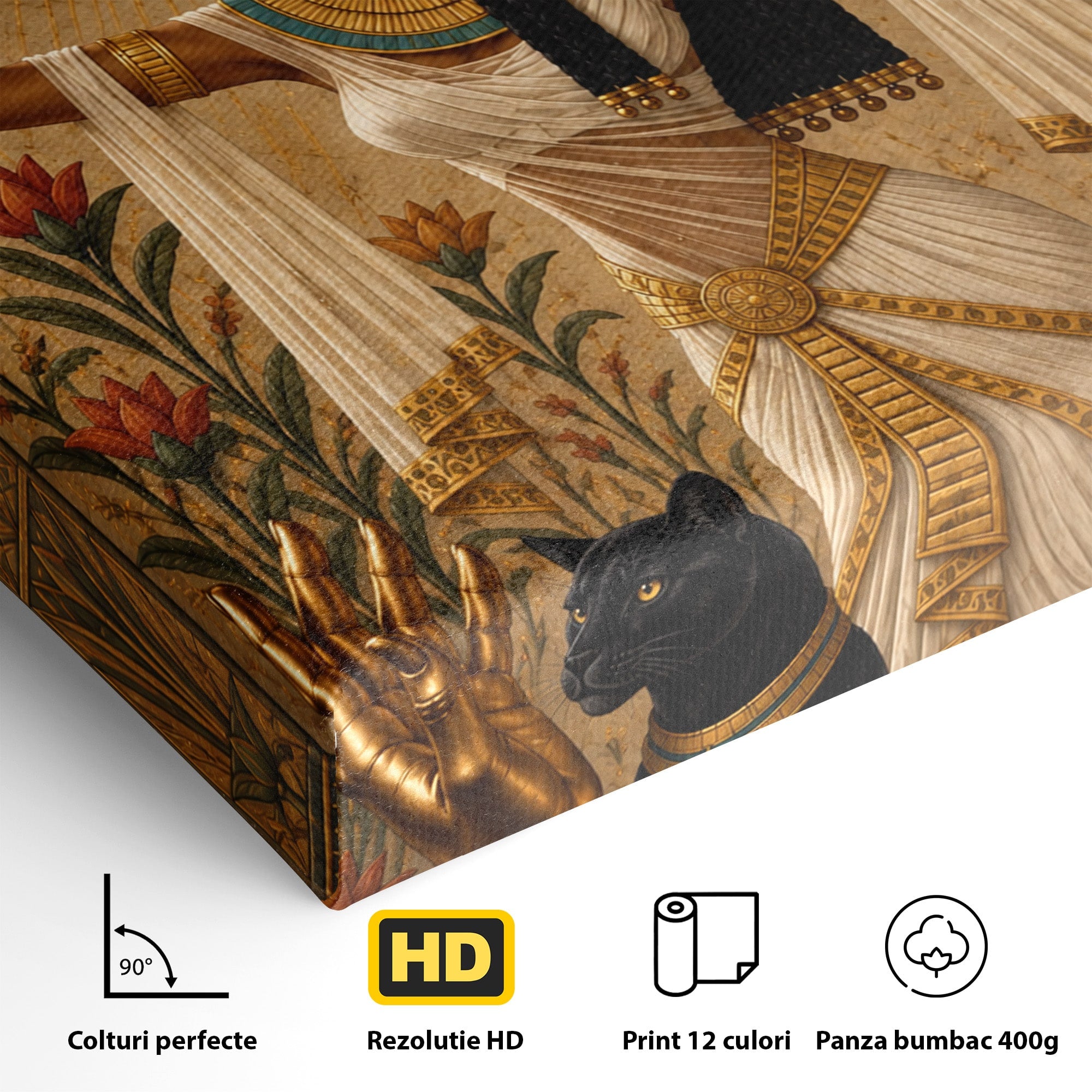 Tablou Canvas Premium LuxCanva® T1051, Zeita Egipteana, Egipt, Mitologie, Zeita, Pantera, Living, Culori Vibrante