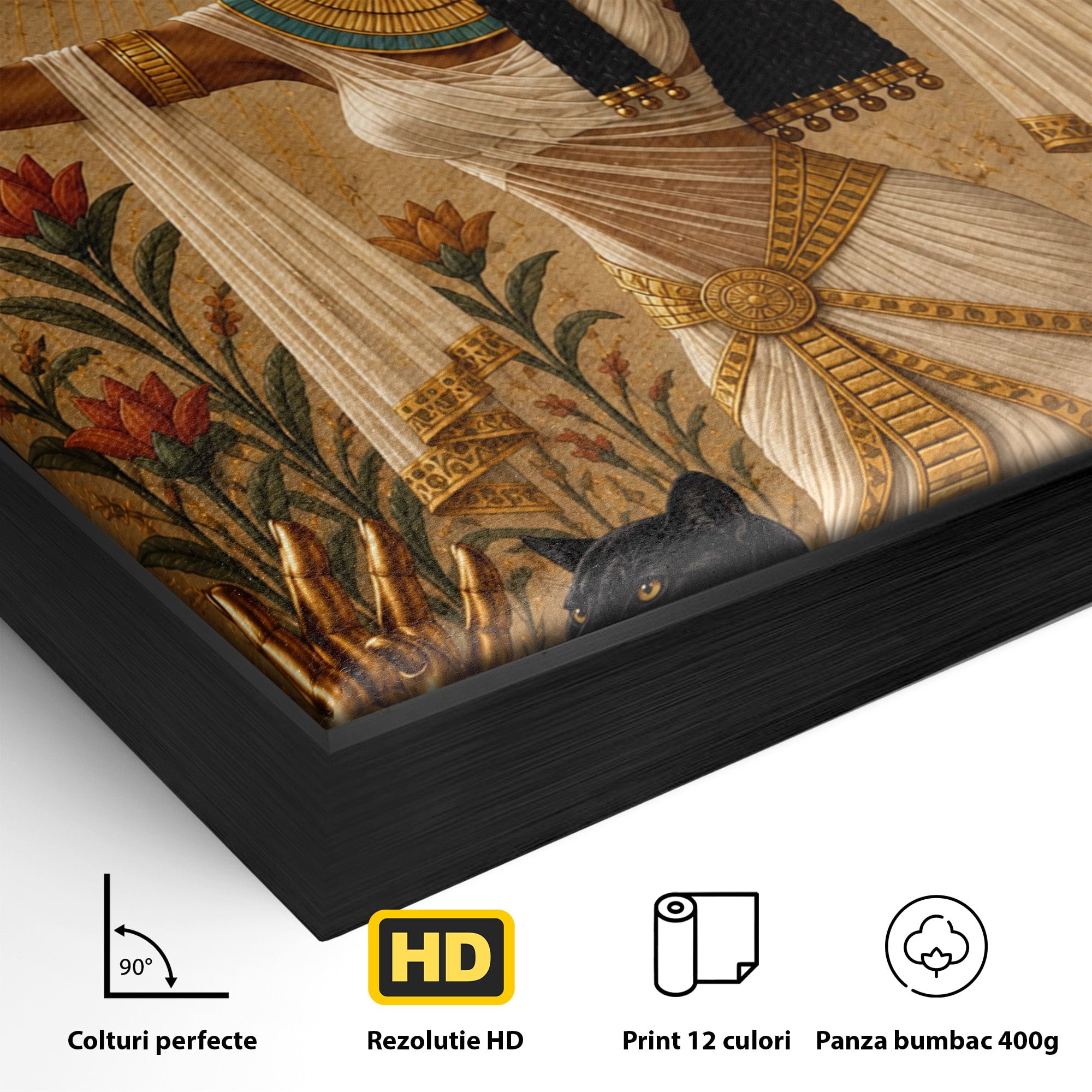 Tablou Canvas Premium LuxCanva® T1051, Zeita Egipteana, Egipt, Mitologie, Zeita, Pantera, Living, Culori Vibrante