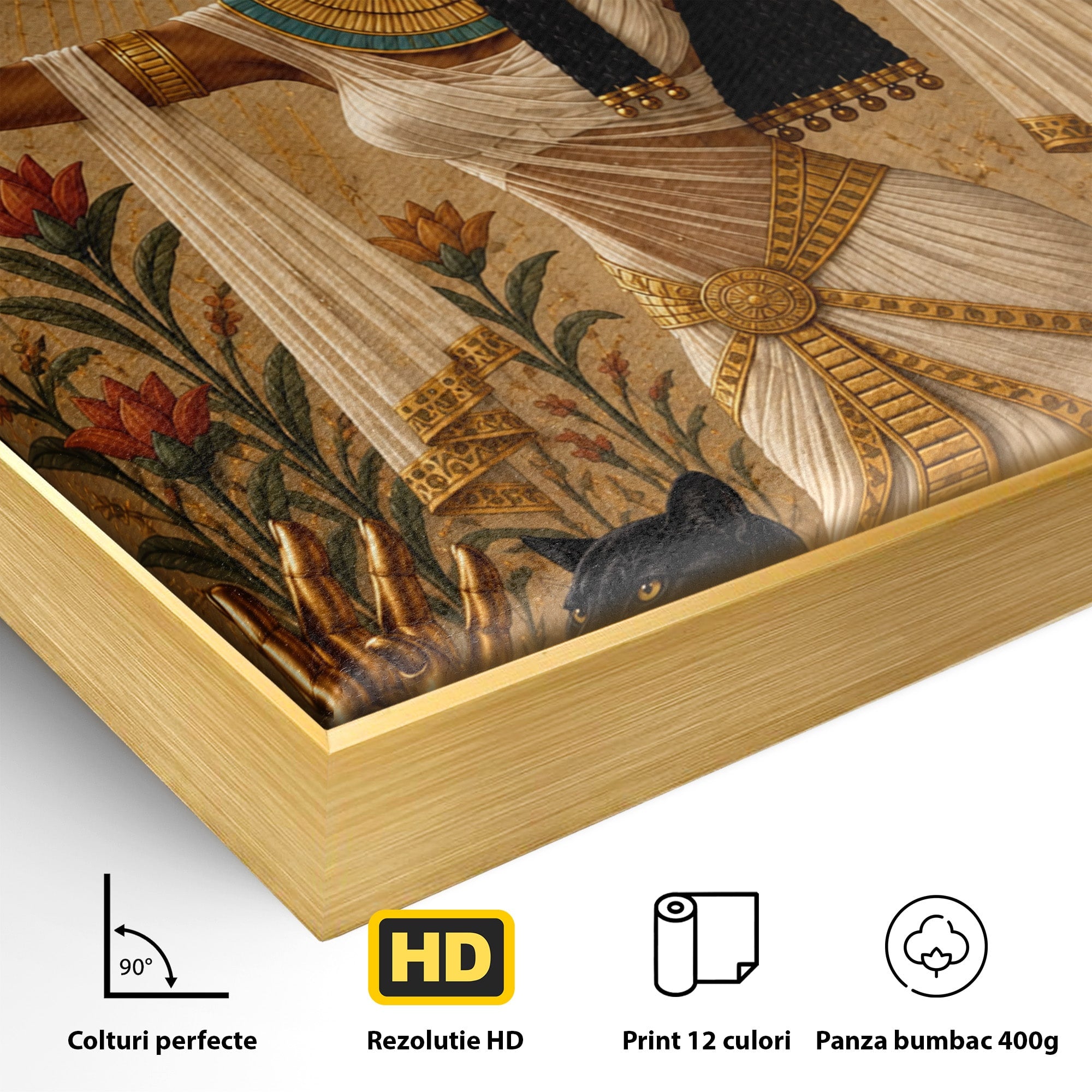 Tablou Canvas Premium LuxCanva® T1051, Zeita Egipteana, Egipt, Mitologie, Zeita, Pantera, Living, Culori Vibrante