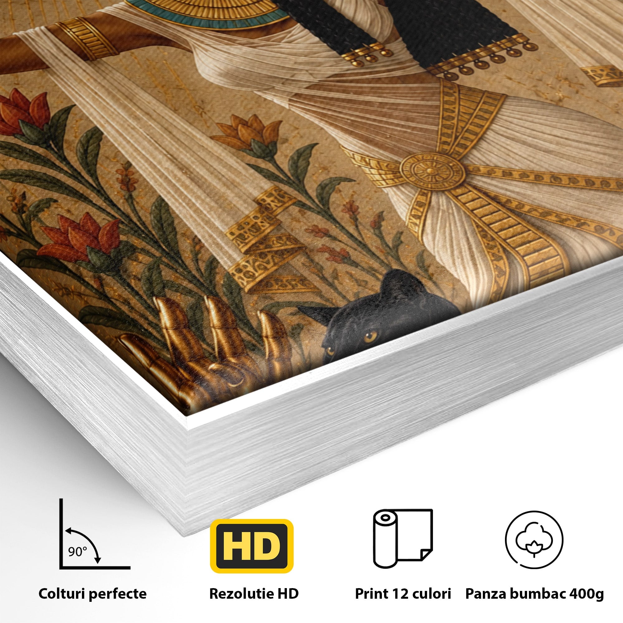 Tablou Canvas Premium LuxCanva® T1051, Zeita Egipteana, Egipt, Mitologie, Zeita, Pantera, Living, Culori Vibrante