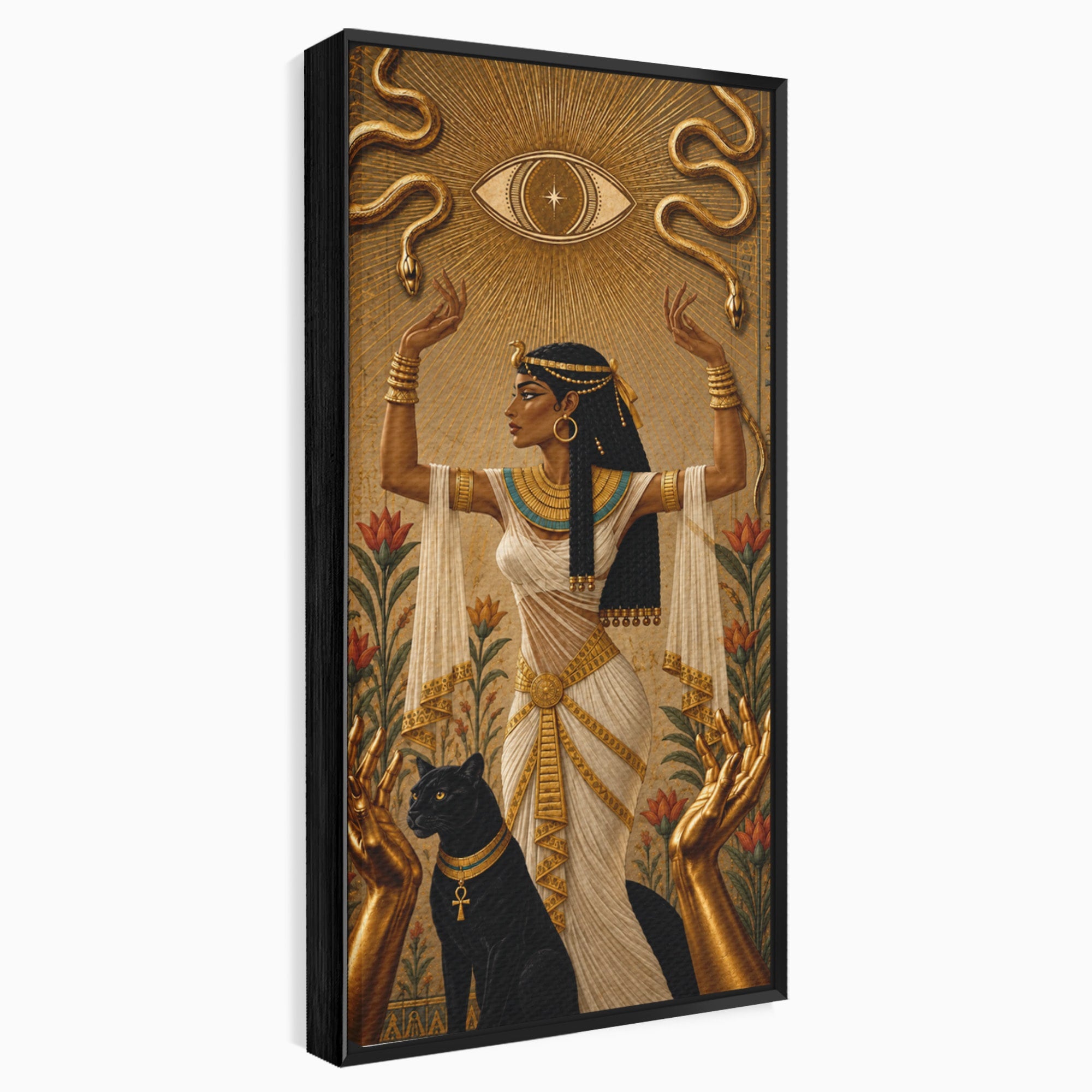 Tablou Canvas Premium LuxCanva® T1051, Zeita Egipteana, Egipt, Mitologie, Zeita, Pantera, Living, Culori Vibrante