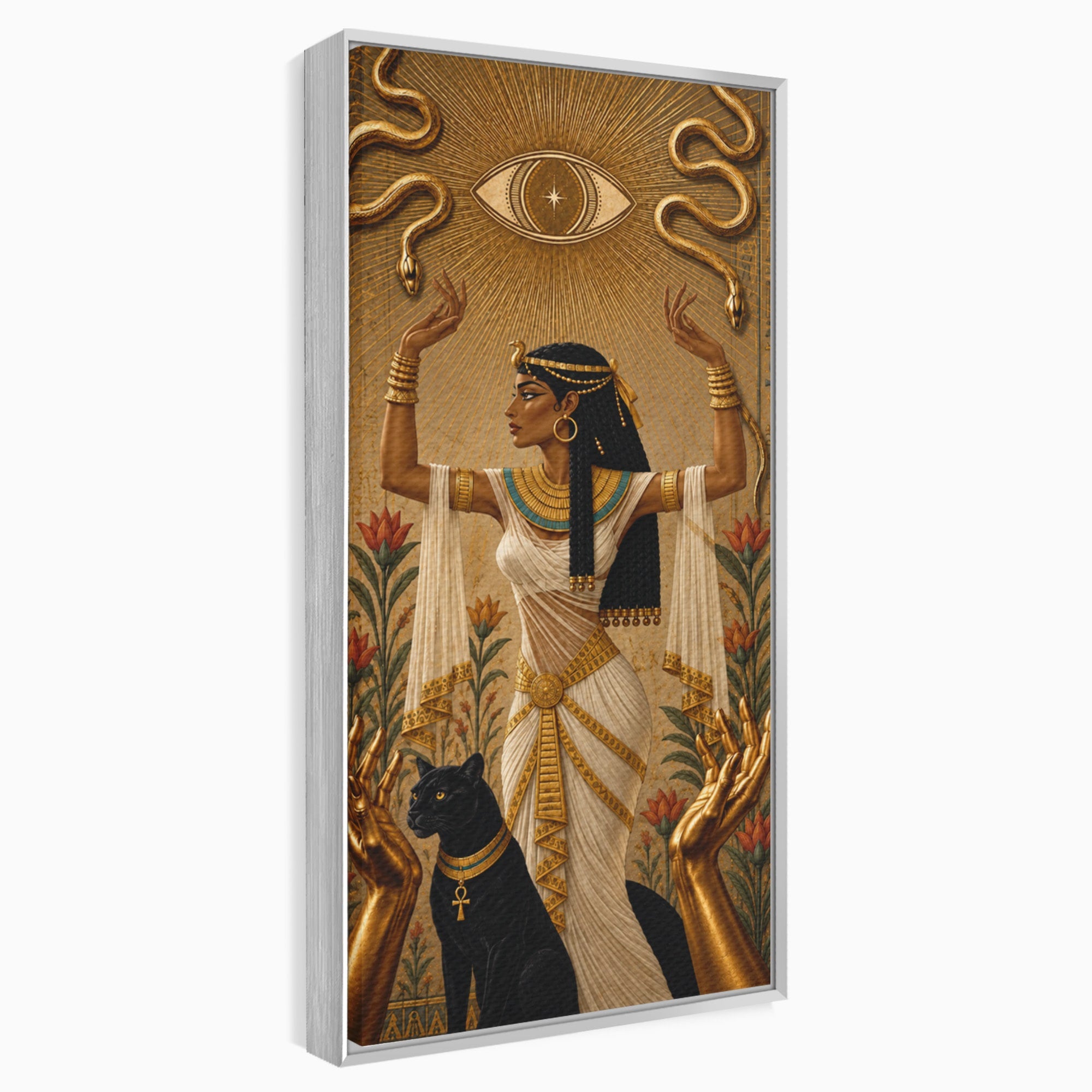 Tablou Canvas Premium LuxCanva® T1051, Zeita Egipteana, Egipt, Mitologie, Zeita, Pantera, Living, Culori Vibrante