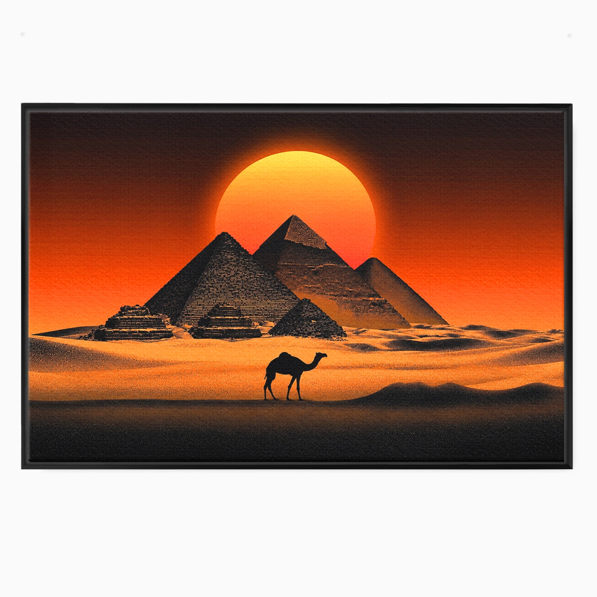 Tablou Canvas Premium LuxCanva® T1053, Apus Peste Piramide, Piramide, Apus, Desert, Camel, Living, Culori Vibrante