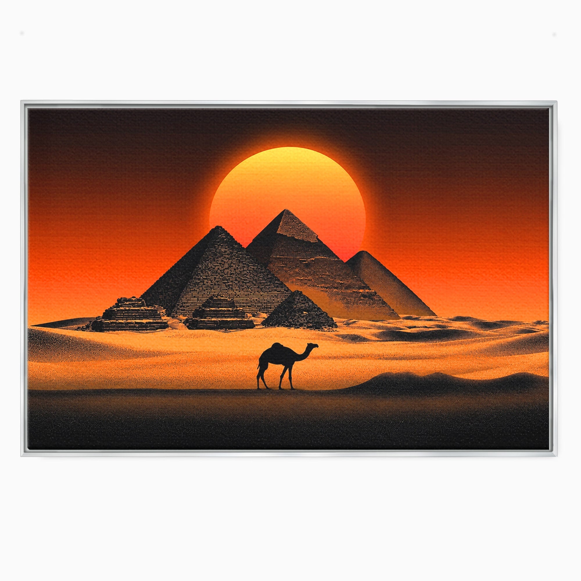 Tablou Canvas Premium LuxCanva® T1053, Apus Peste Piramide, Piramide, Apus, Desert, Camel, Living, Culori Vibrante