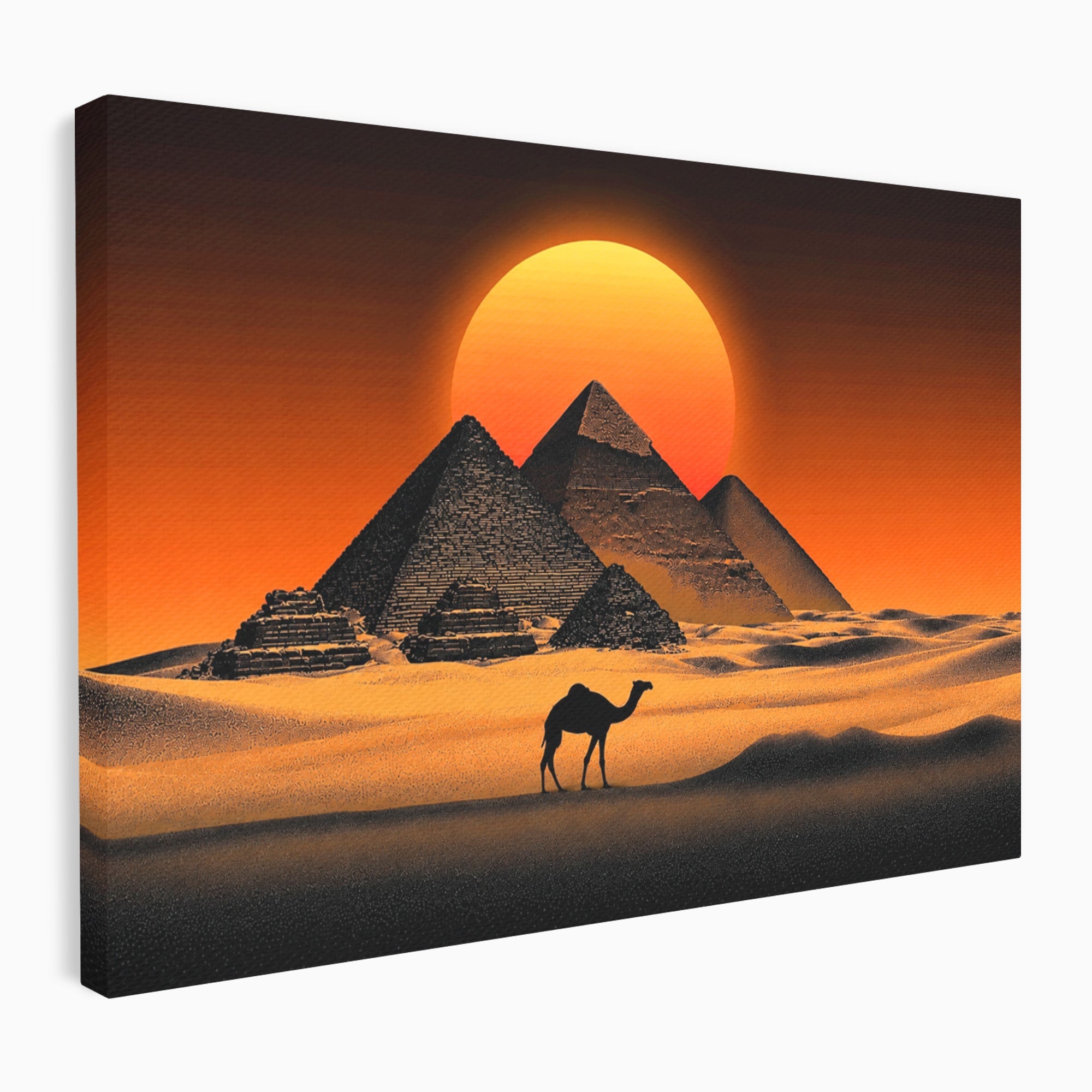 Tablou Canvas Premium LuxCanva® T1053, Apus Peste Piramide, Piramide, Apus, Desert, Camel, Living, Culori Vibrante