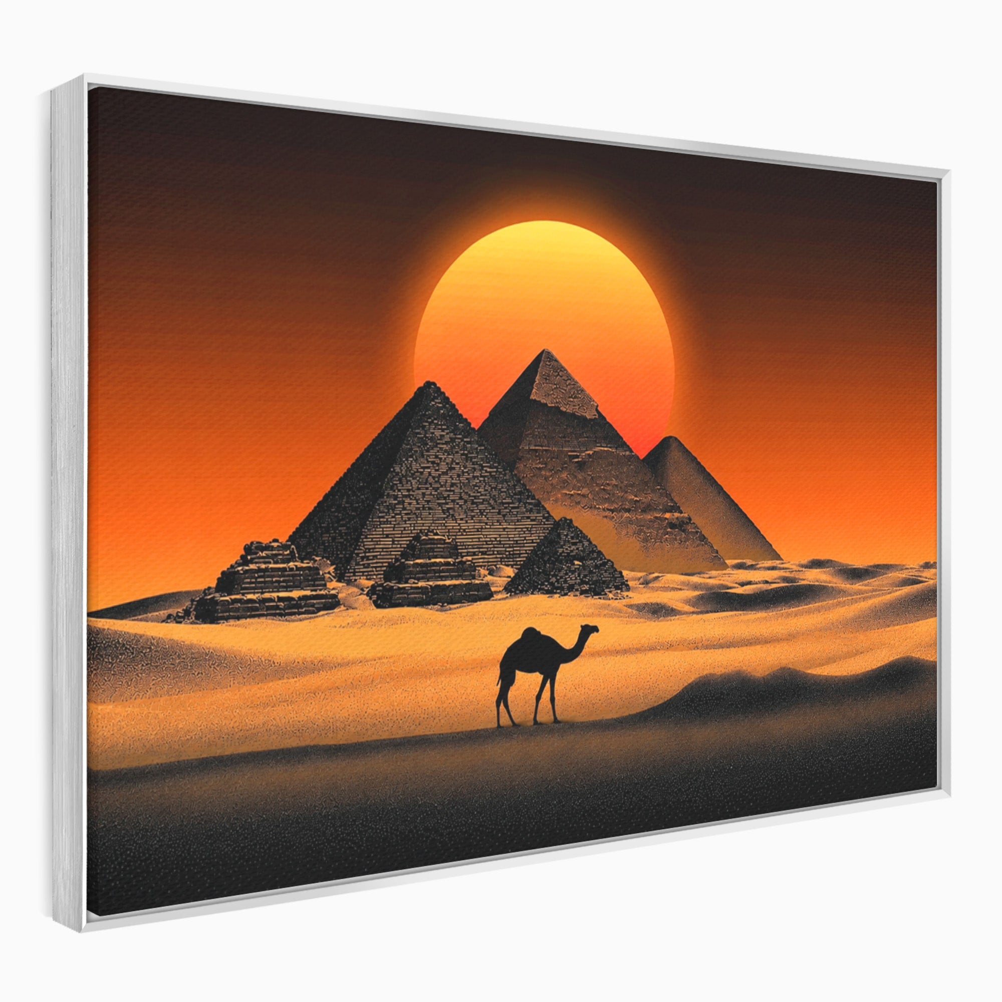 Tablou Canvas Premium LuxCanva® T1053, Apus Peste Piramide, Piramide, Apus, Desert, Camel, Living, Culori Vibrante