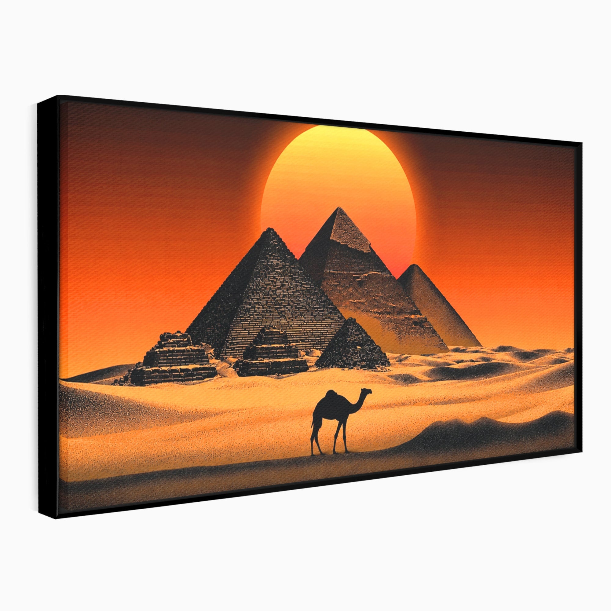 Tablou Canvas Premium LuxCanva® T1053, Apus Peste Piramide, Piramide, Apus, Desert, Camel, Living, Culori Vibrante