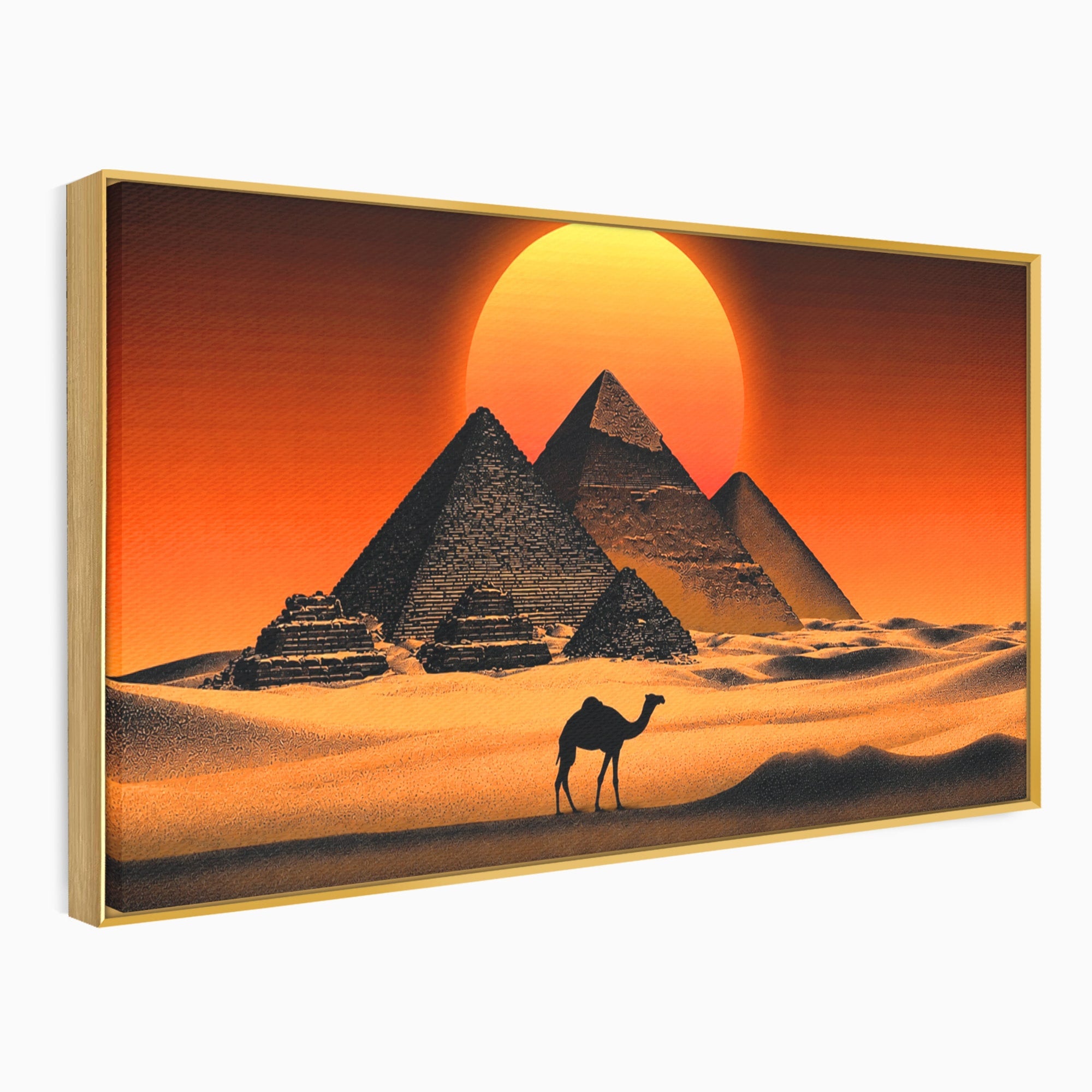 Tablou Canvas Premium LuxCanva® T1053, Apus Peste Piramide, Piramide, Apus, Desert, Camel, Living, Culori Vibrante