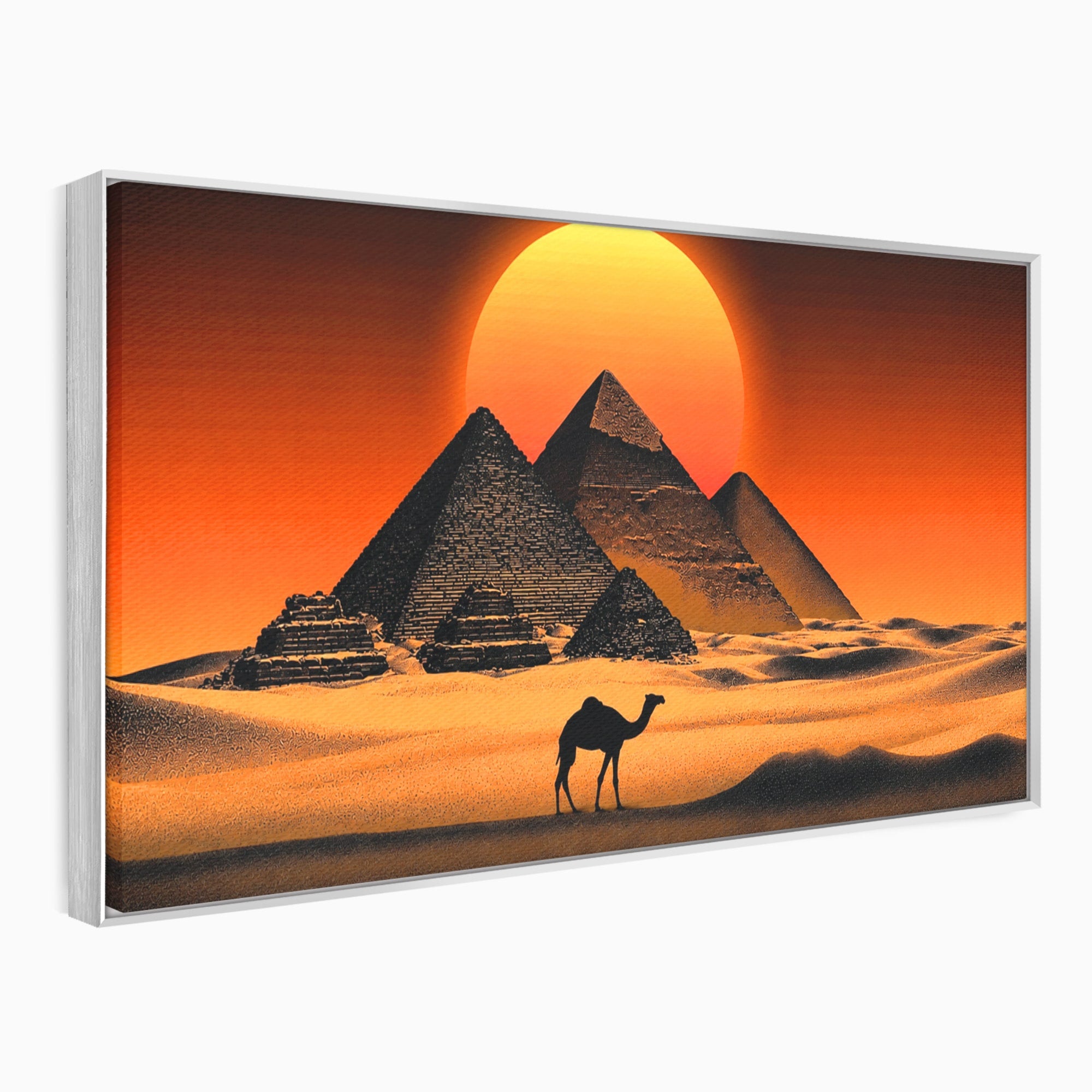 Tablou Canvas Premium LuxCanva® T1053, Apus Peste Piramide, Piramide, Apus, Desert, Camel, Living, Culori Vibrante