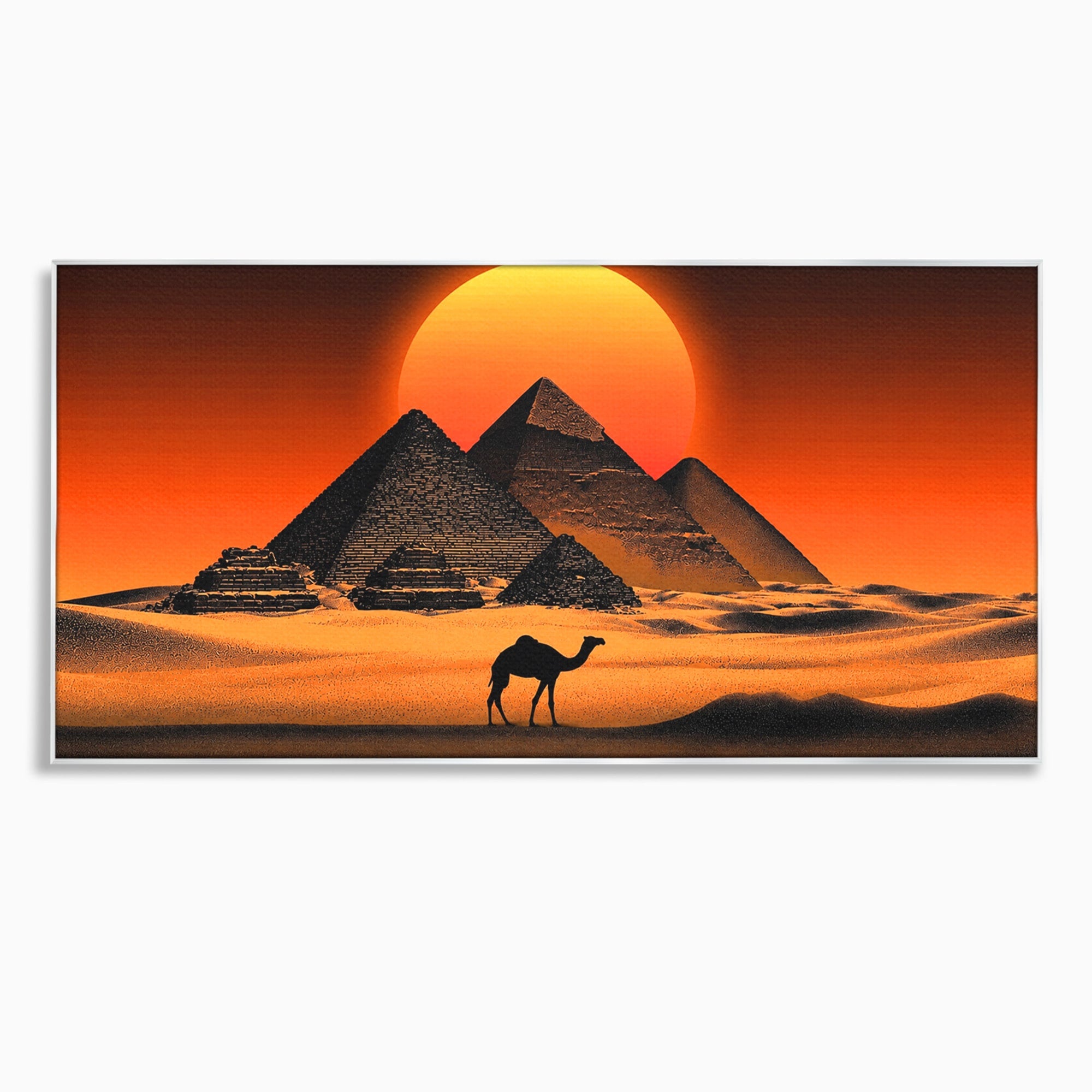 Tablou Canvas Premium LuxCanva® T1053, Apus Peste Piramide, Piramide, Apus, Desert, Camel, Living, Culori Vibrante