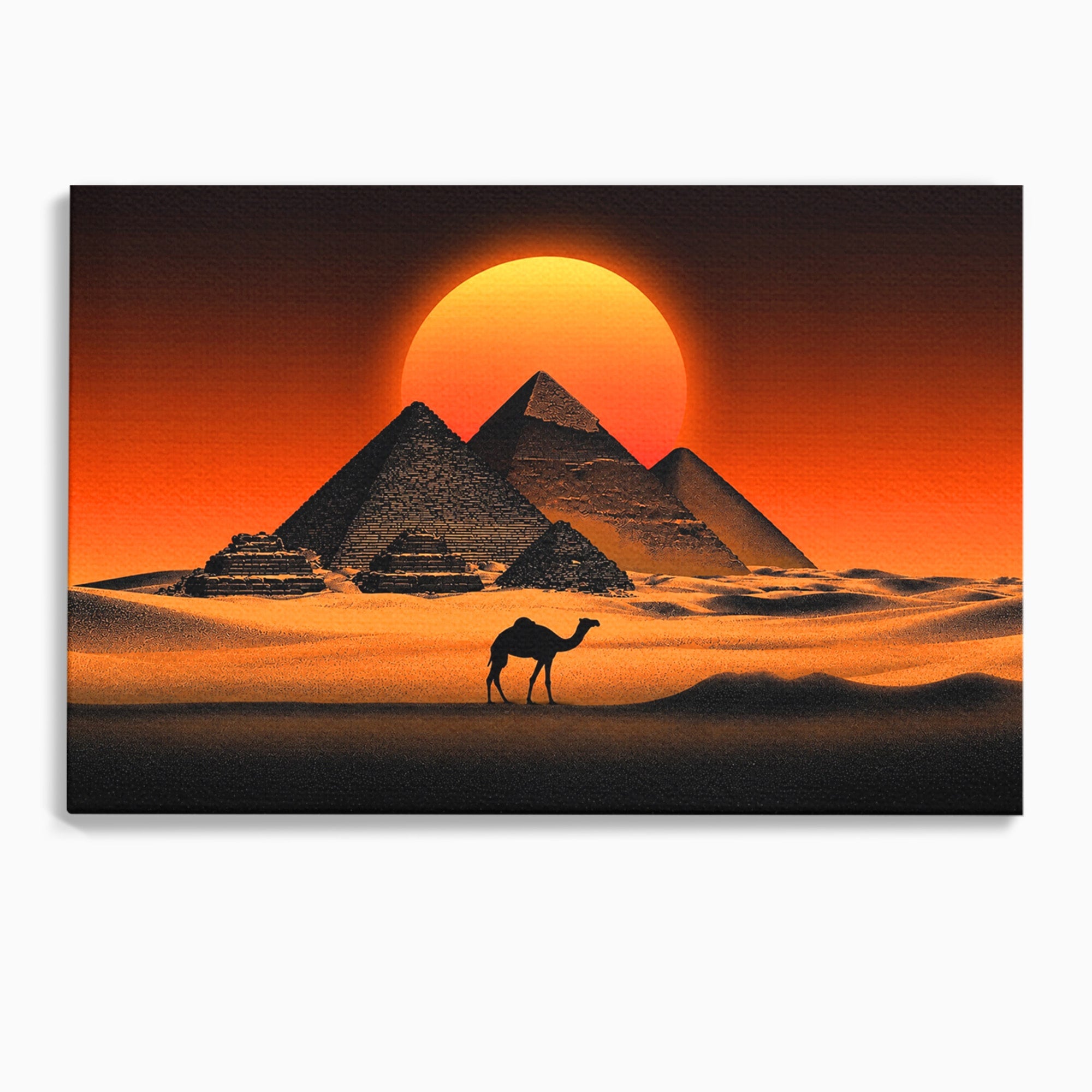 Tablou Canvas Premium LuxCanva® T1053, Apus Peste Piramide, Piramide, Apus, Desert, Camel, Living, Culori Vibrante