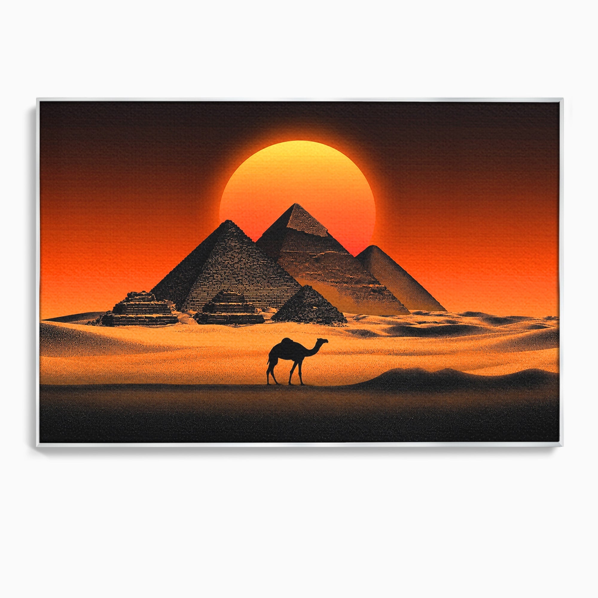 Tablou Canvas Premium LuxCanva® T1053, Apus Peste Piramide, Piramide, Apus, Desert, Camel, Living, Culori Vibrante