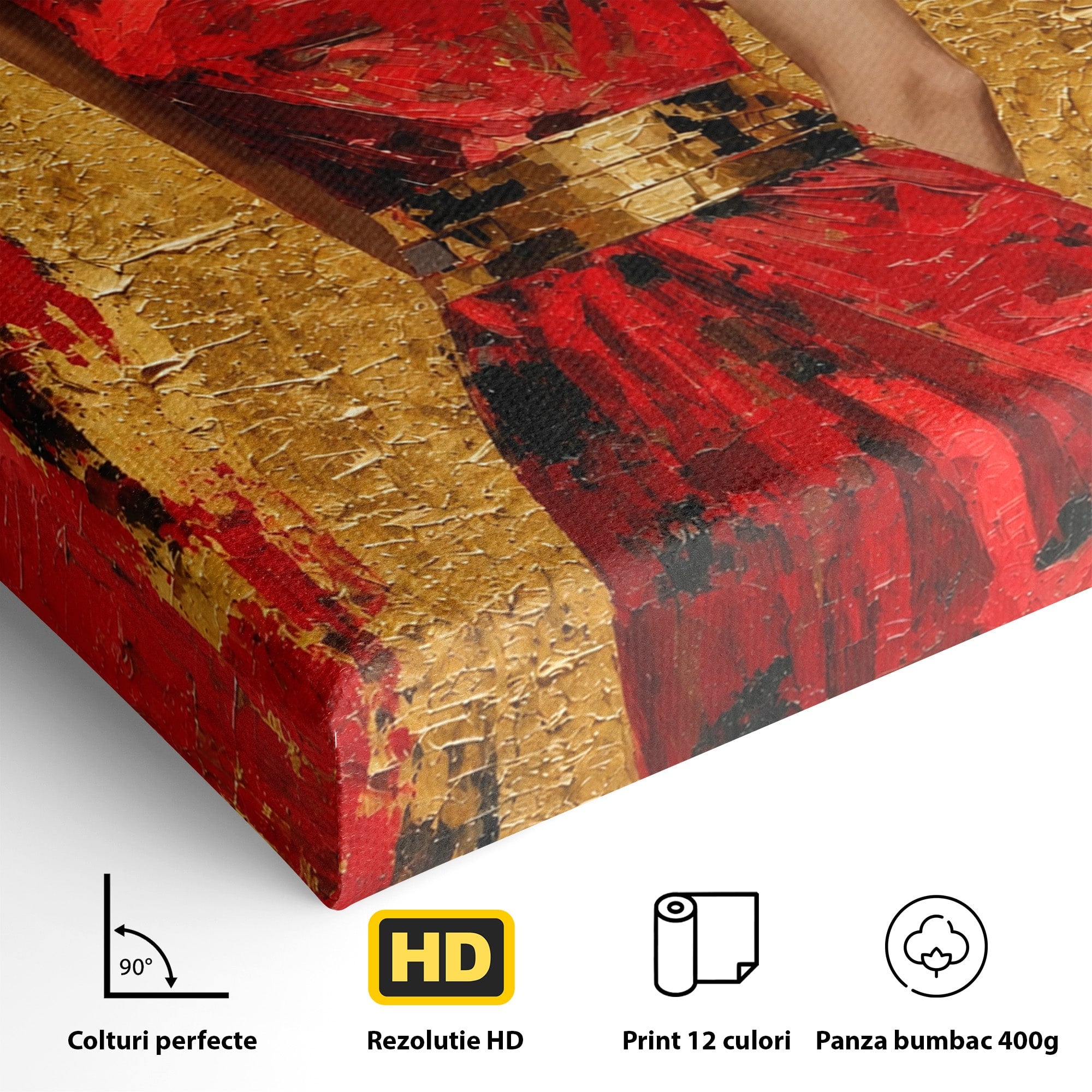 Tablou Canvas Premium LuxCanva® T1054, Regina Egipteana In Rosu, Egipt, Regina, Portret, Istorie, Living, Culori Vibrante