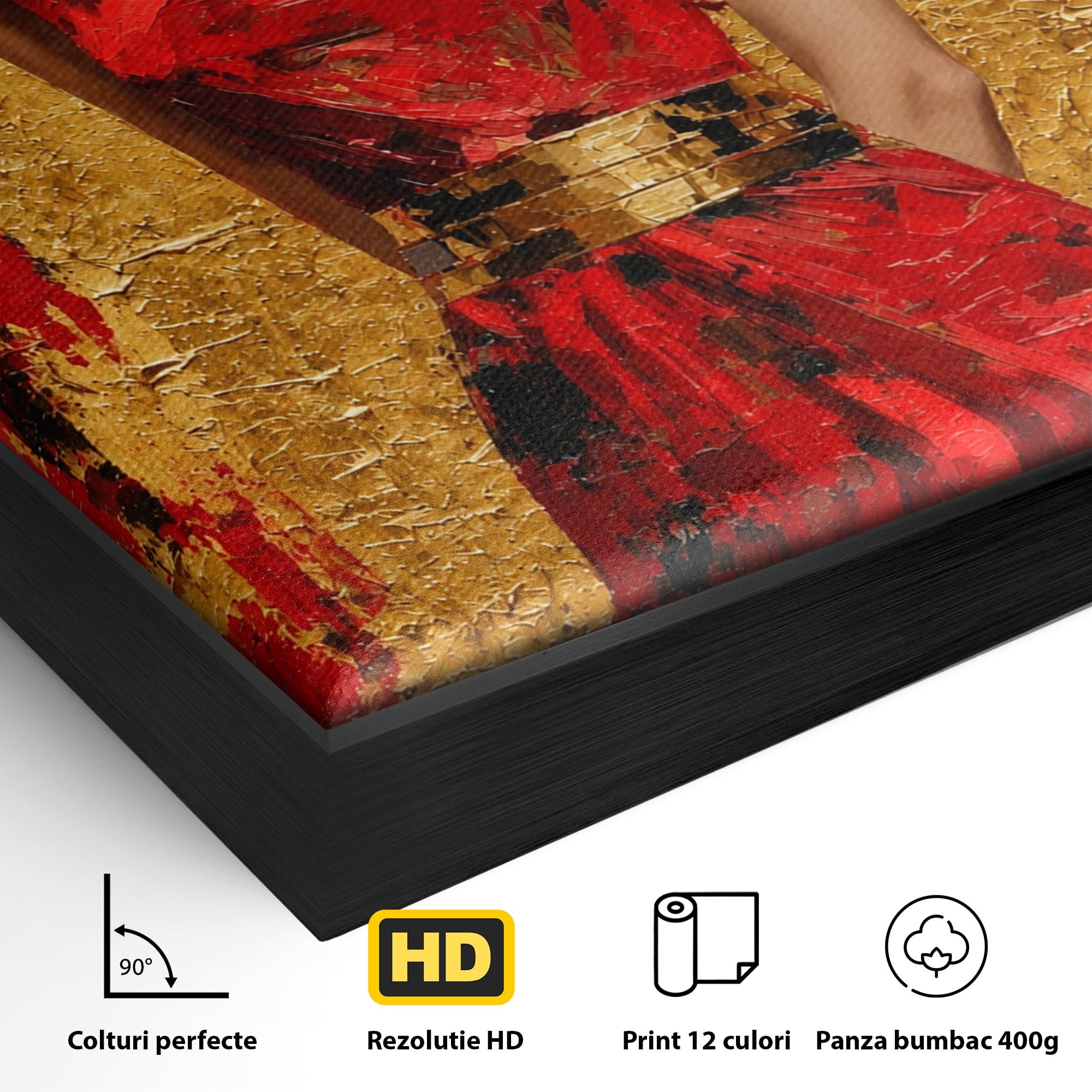 Tablou Canvas Premium LuxCanva® T1054, Regina Egipteana In Rosu, Egipt, Regina, Portret, Istorie, Living, Culori Vibrante