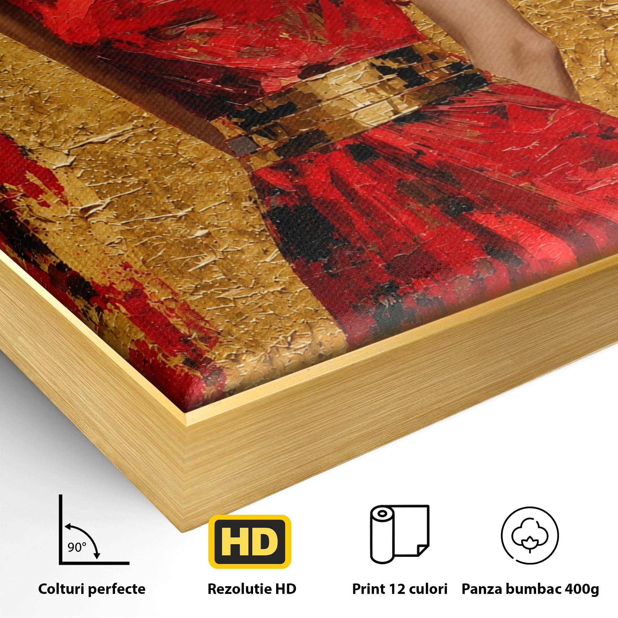 Tablou Canvas Premium LuxCanva® T1054, Regina Egipteana In Rosu, Egipt, Regina, Portret, Istorie, Living, Culori Vibrante