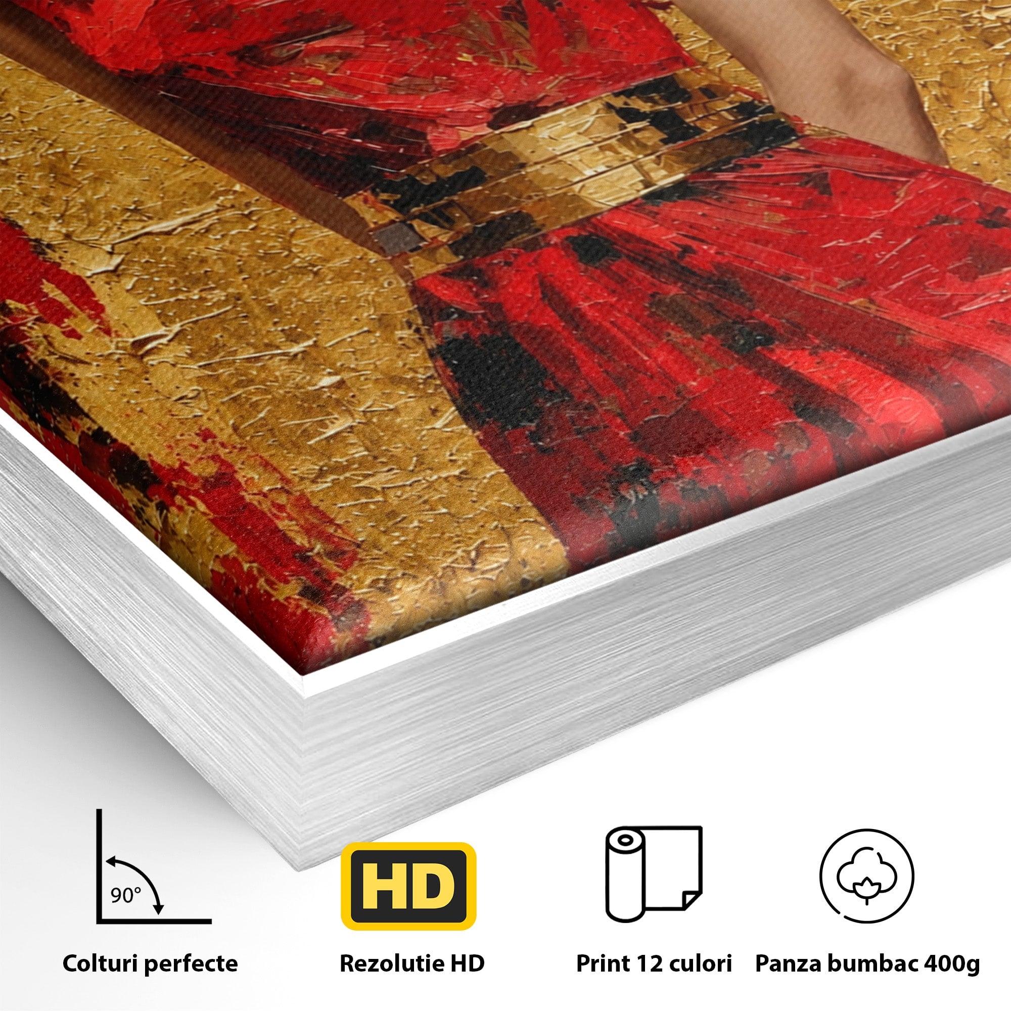 Tablou Canvas Premium LuxCanva® T1054, Regina Egipteana In Rosu, Egipt, Regina, Portret, Istorie, Living, Culori Vibrante