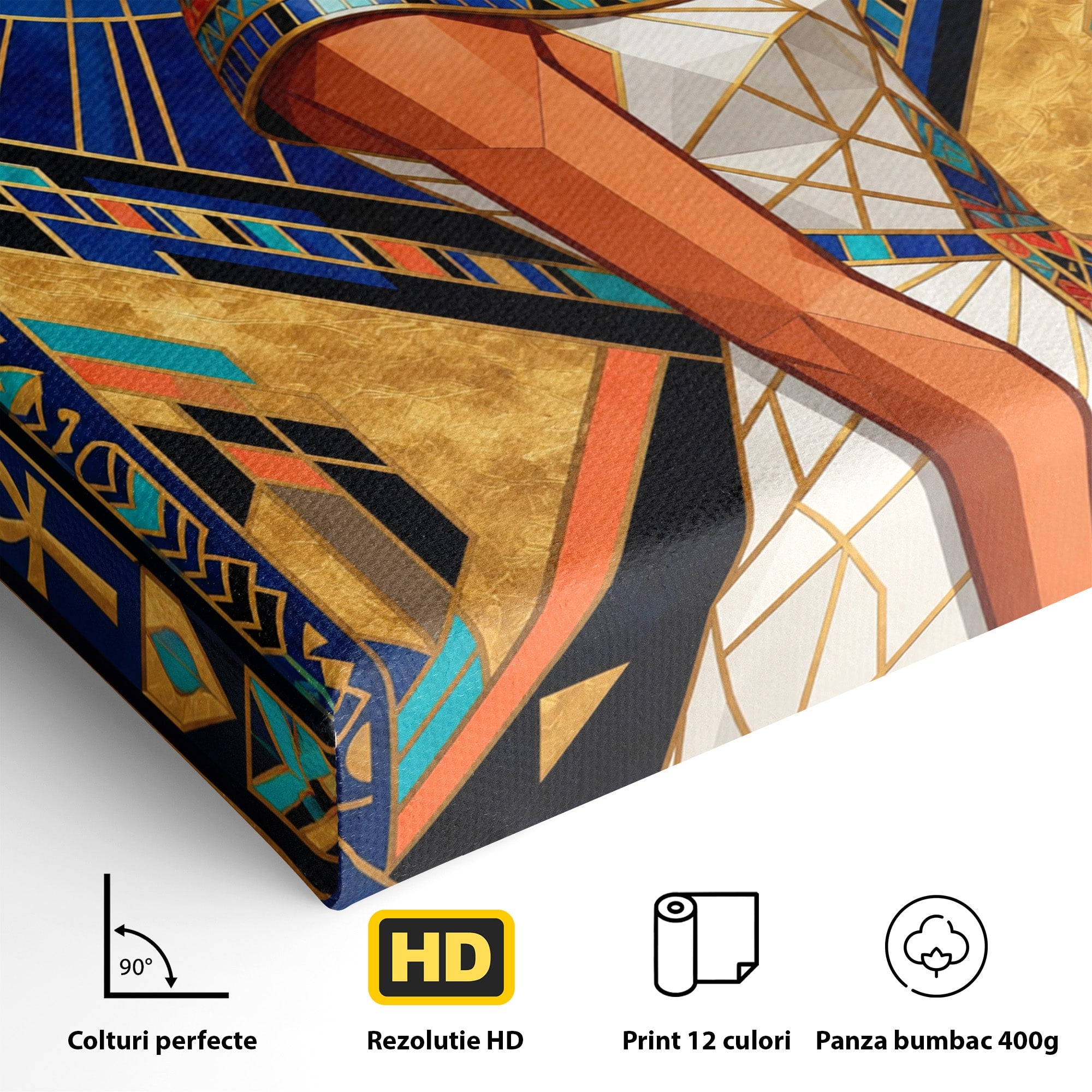 Tablou Canvas Premium LuxCanva® T1055, Regina Soarelui, Egipt, Regina, Portret, Art Deco, Birou, Culori Vibrante
